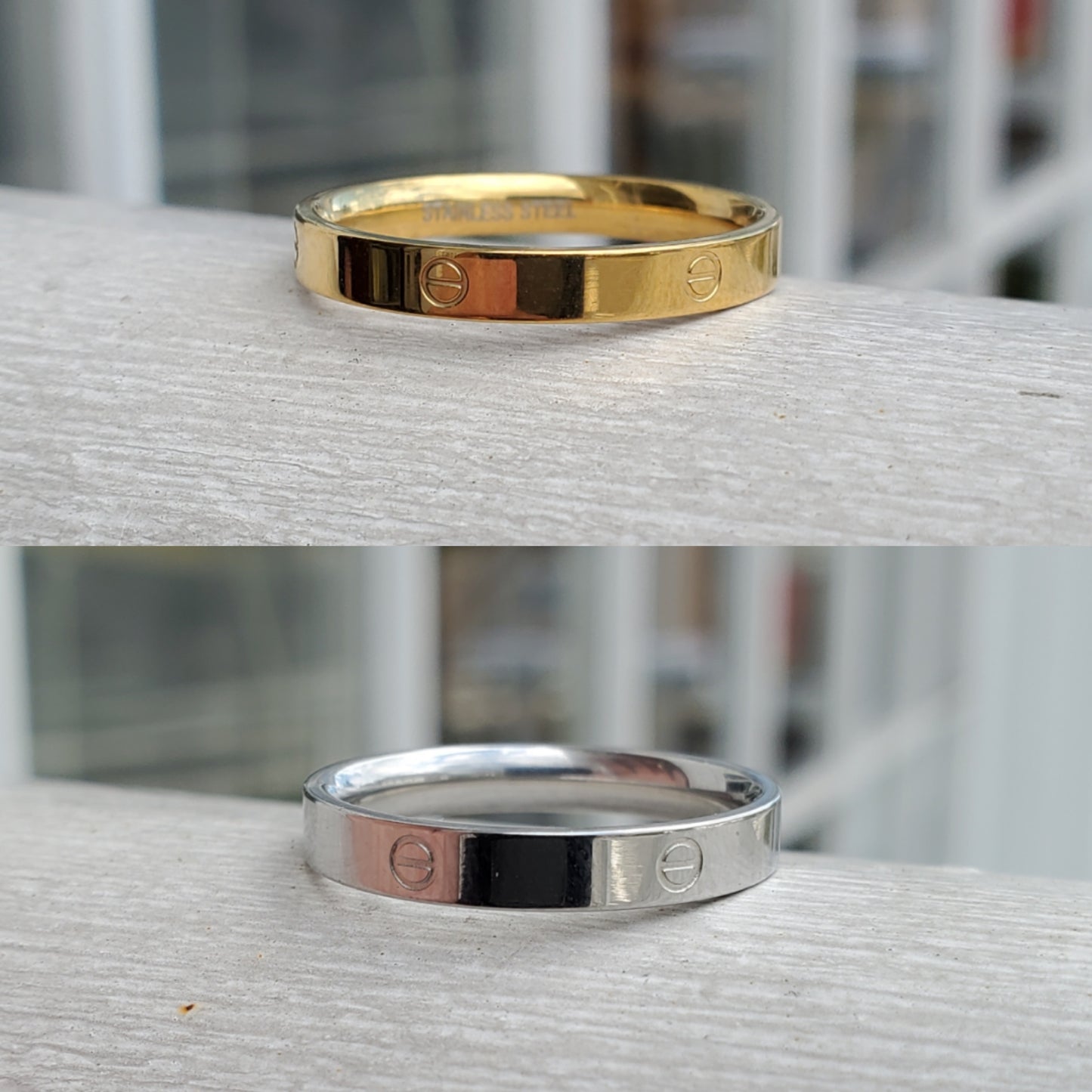 Stainless Steel Thin Love Cartier Style Band Ring