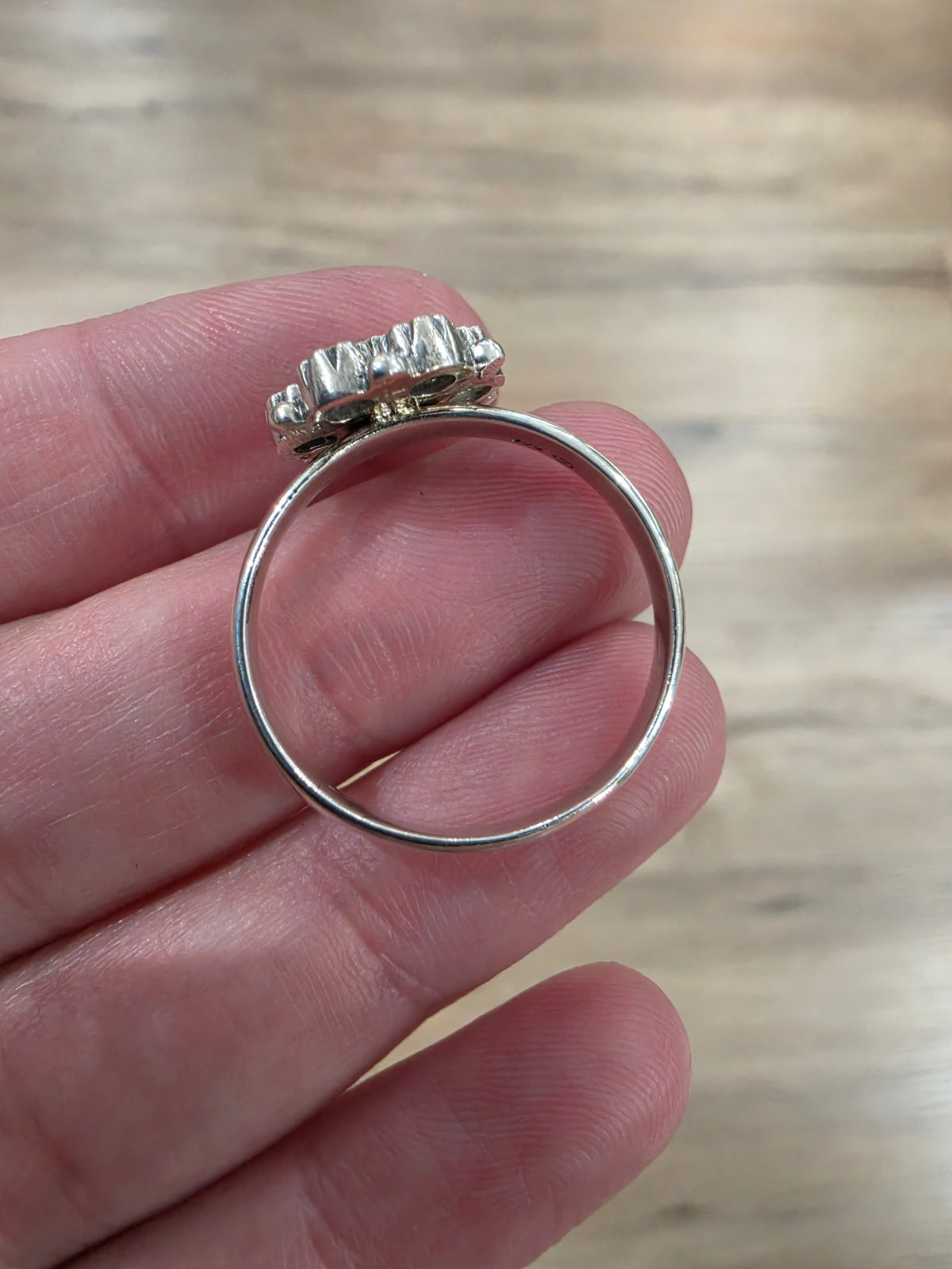 925 Sterling Silver Rock Crystal Floral Cluster Ring