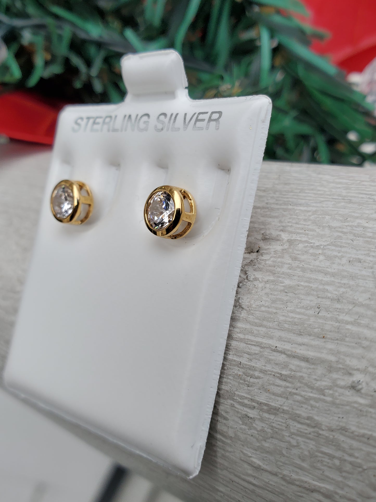 925 Sterling Silver Vermeil Zirconia 1ct Stud Earrings