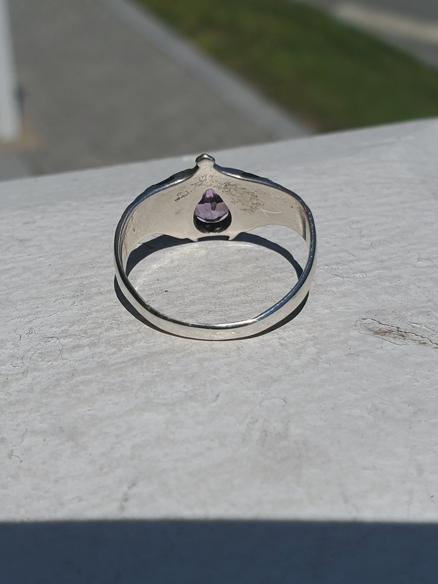 925 Sterling Silver Vintage Amethyst & Black Onyx Crown Ring