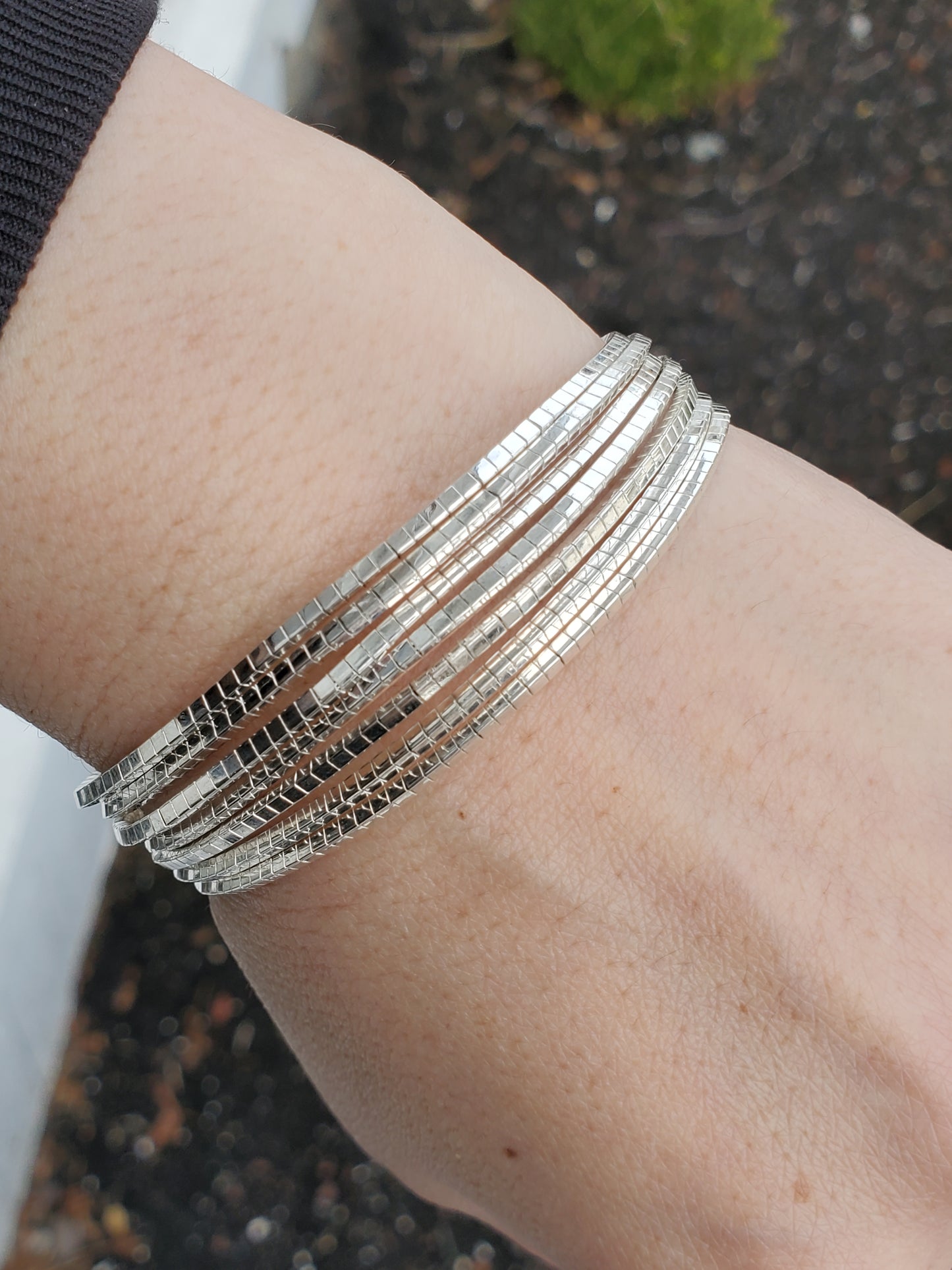 925 Sterling Silver 7-Strand Snake Chain Link Bracelet