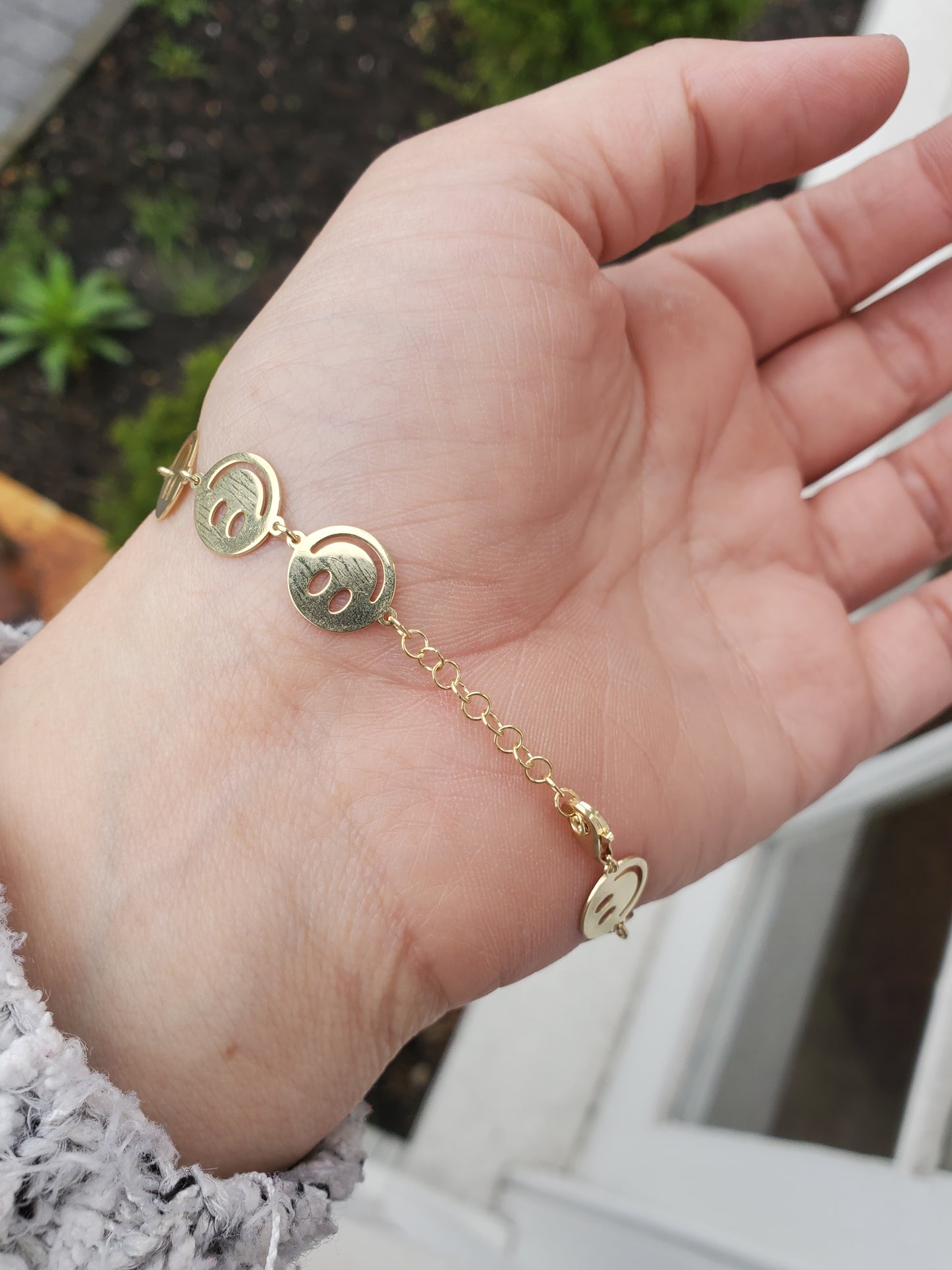925 Sterling Silver "Have a Nice Day" Happy Smiley Face Bracelet