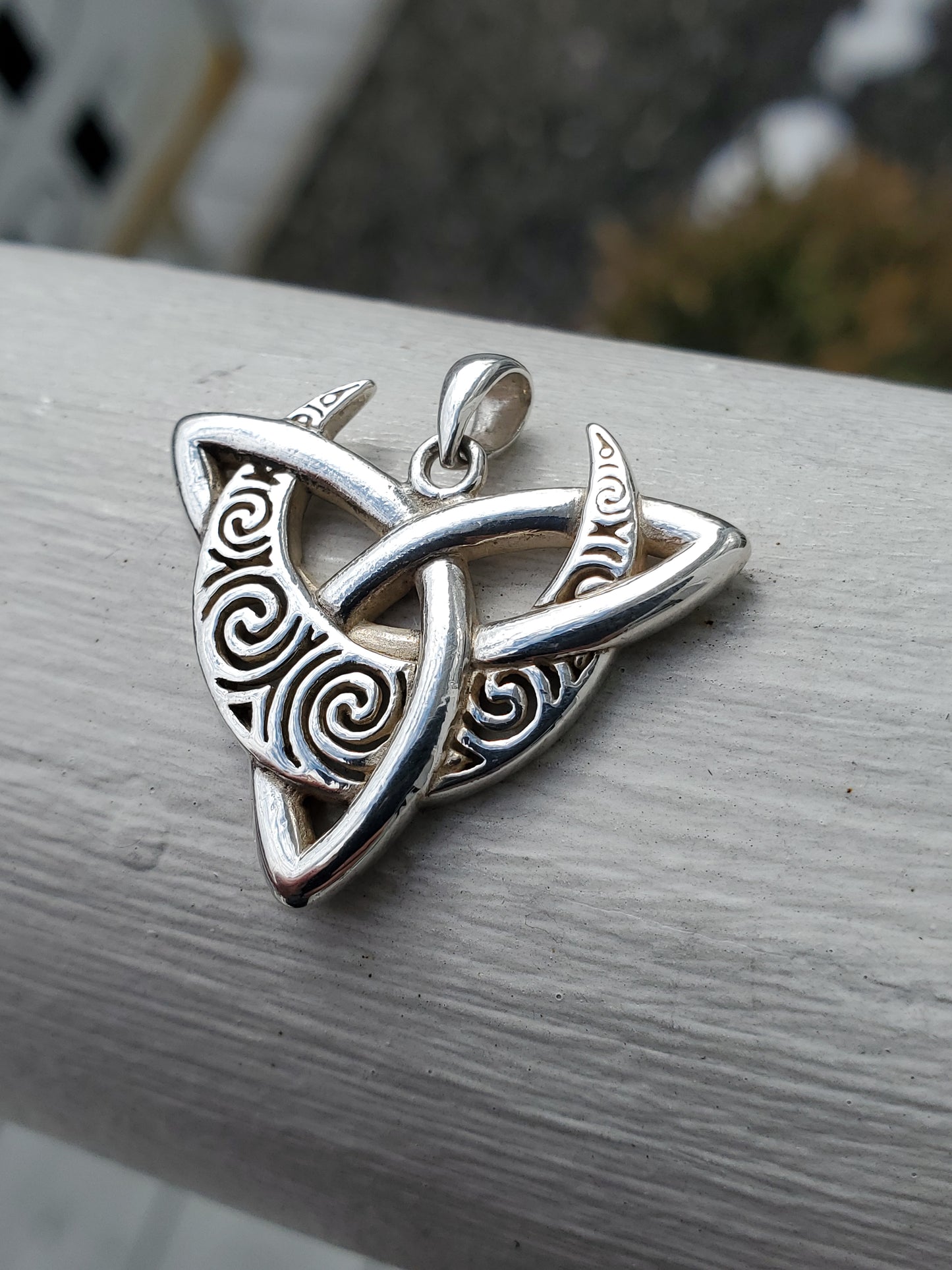 925 Sterling Silver Brigid Ashwood Crescent Moon Trinity Knot Pendant