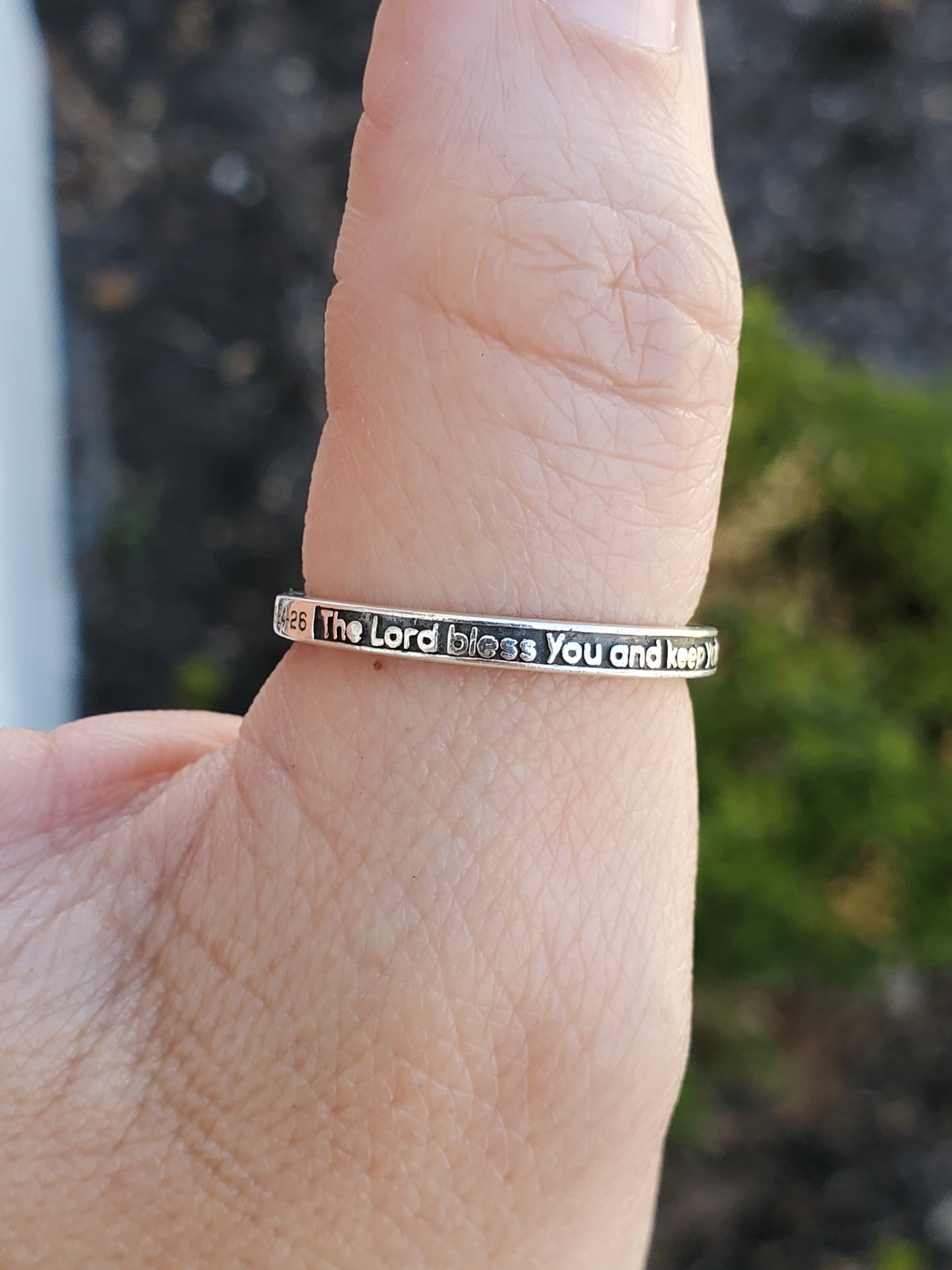 925 Sterling Silver Numbers Scripture 6:24-26 Religious Blessing Silver Band Ring