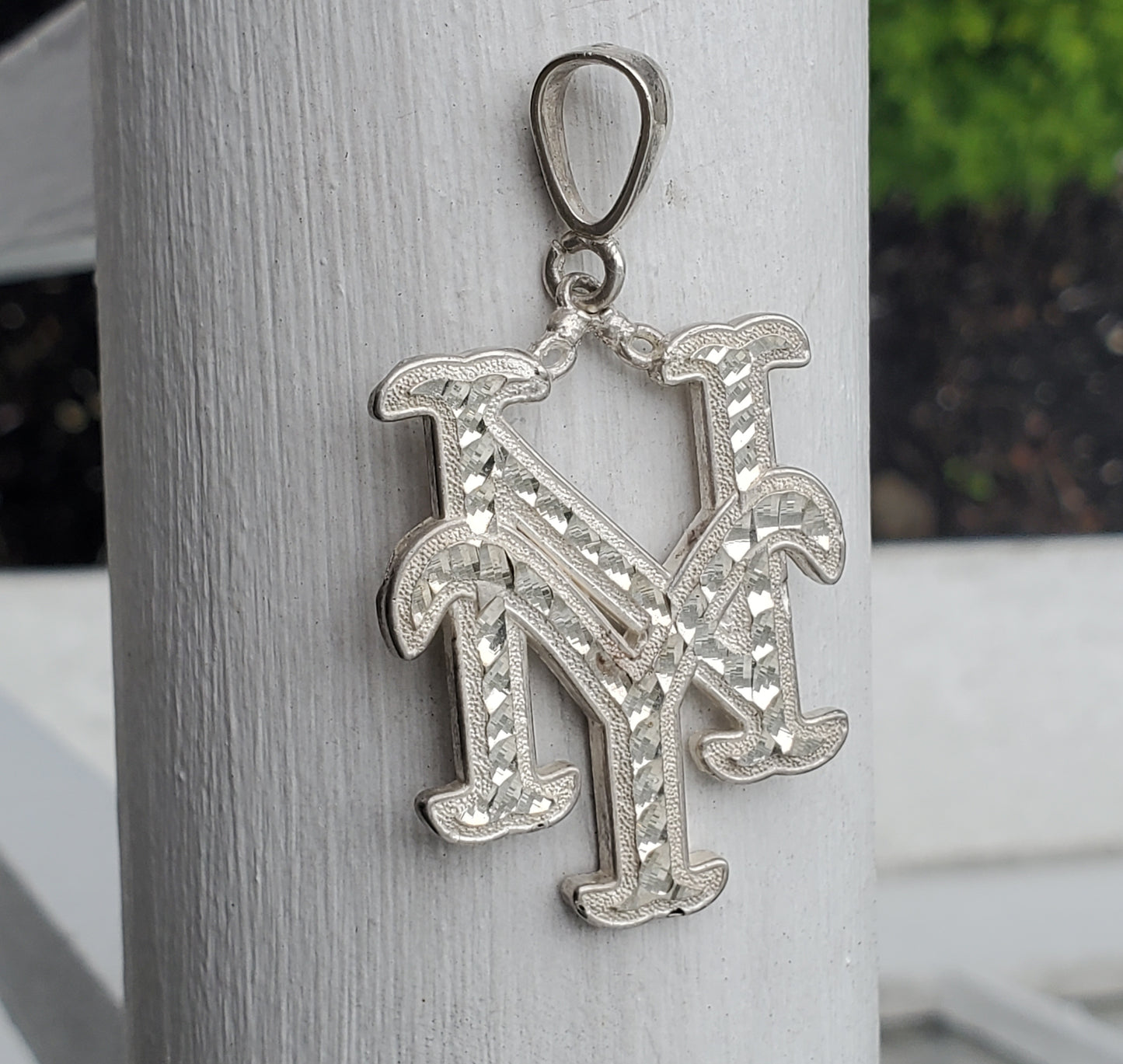 925 Sterling Silver Vintage 90's New York Mets Logo Baseball Charm Pendant
