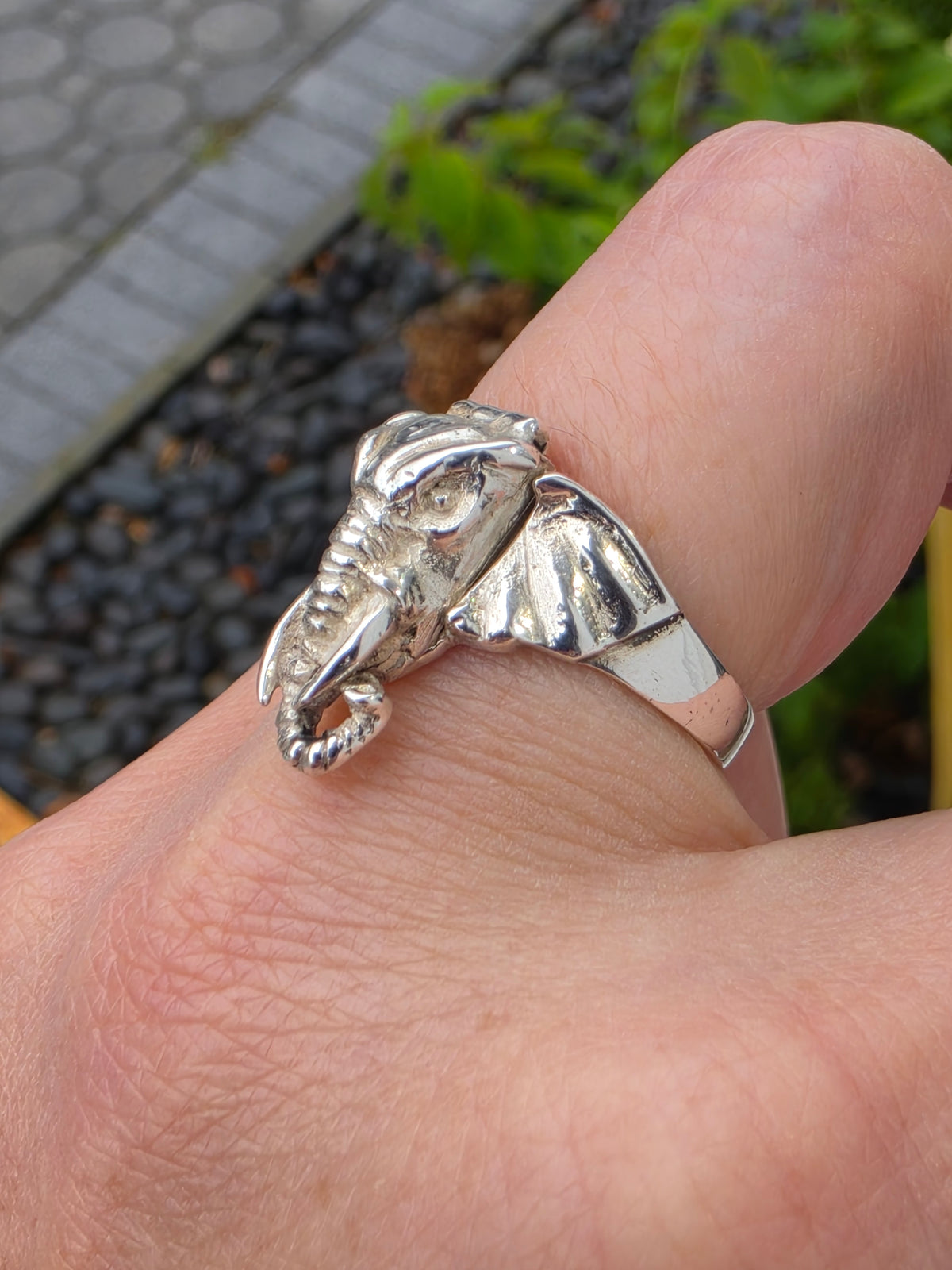 925 Sterling Silver Vintage Elephant Poison Ring
