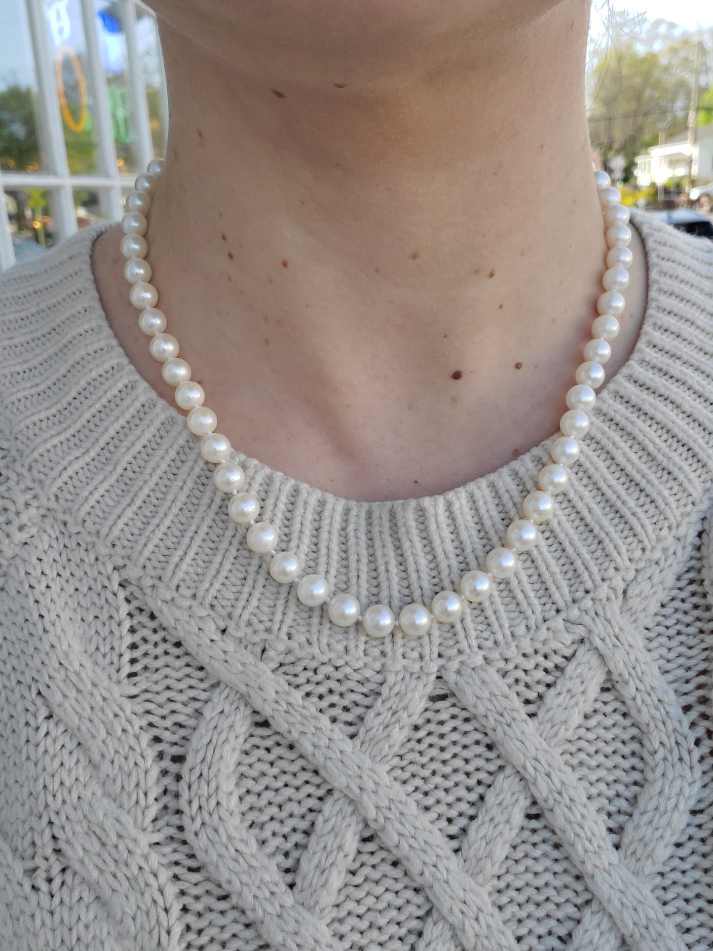 14k Gold 7mm Fresh Water Pearl Beaded Necklace