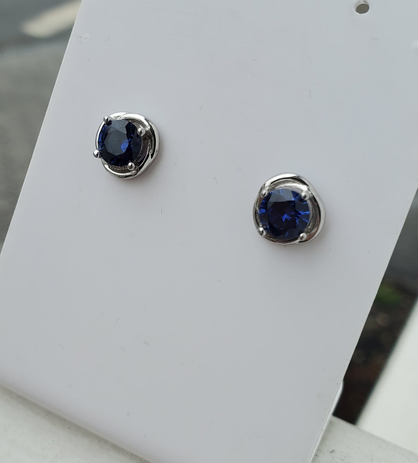 925 Sterling Silver 1 tcw Simulated Sapphire Love Knot Stud Earrings