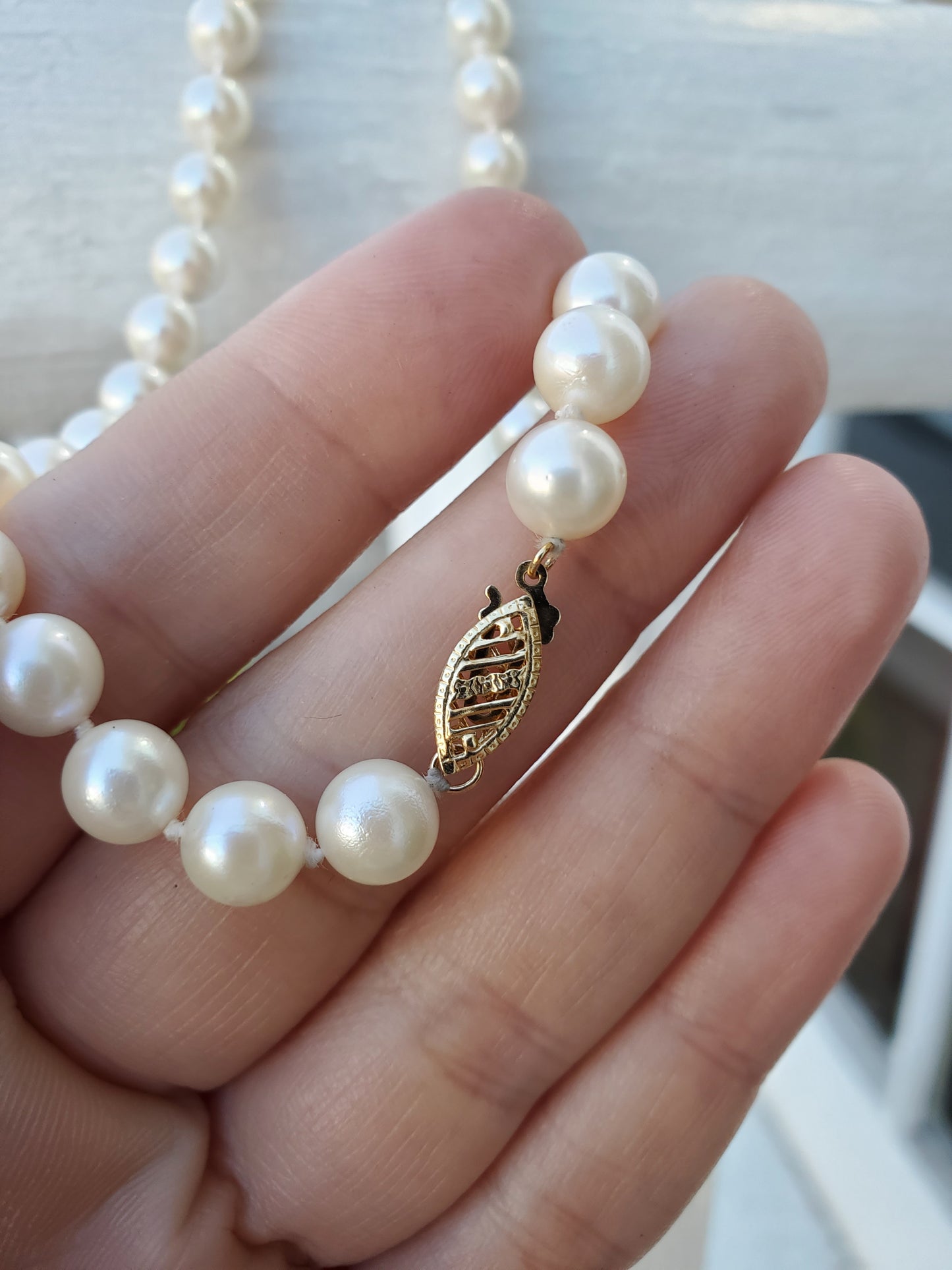 14k Gold 7mm Fresh Water Pearl Beaded Necklace
