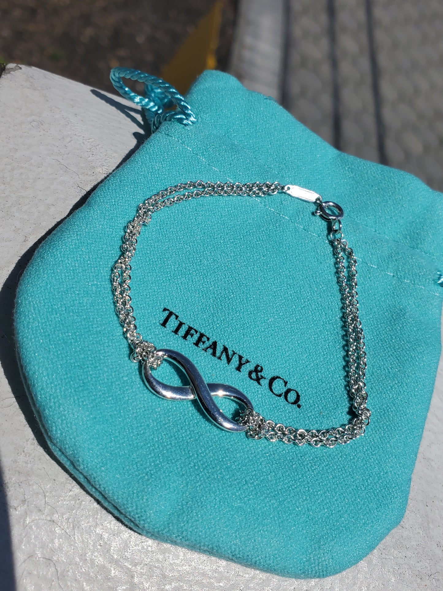 925 Sterling Silver Tiffany & Co. Infinity Double link chain bracelet