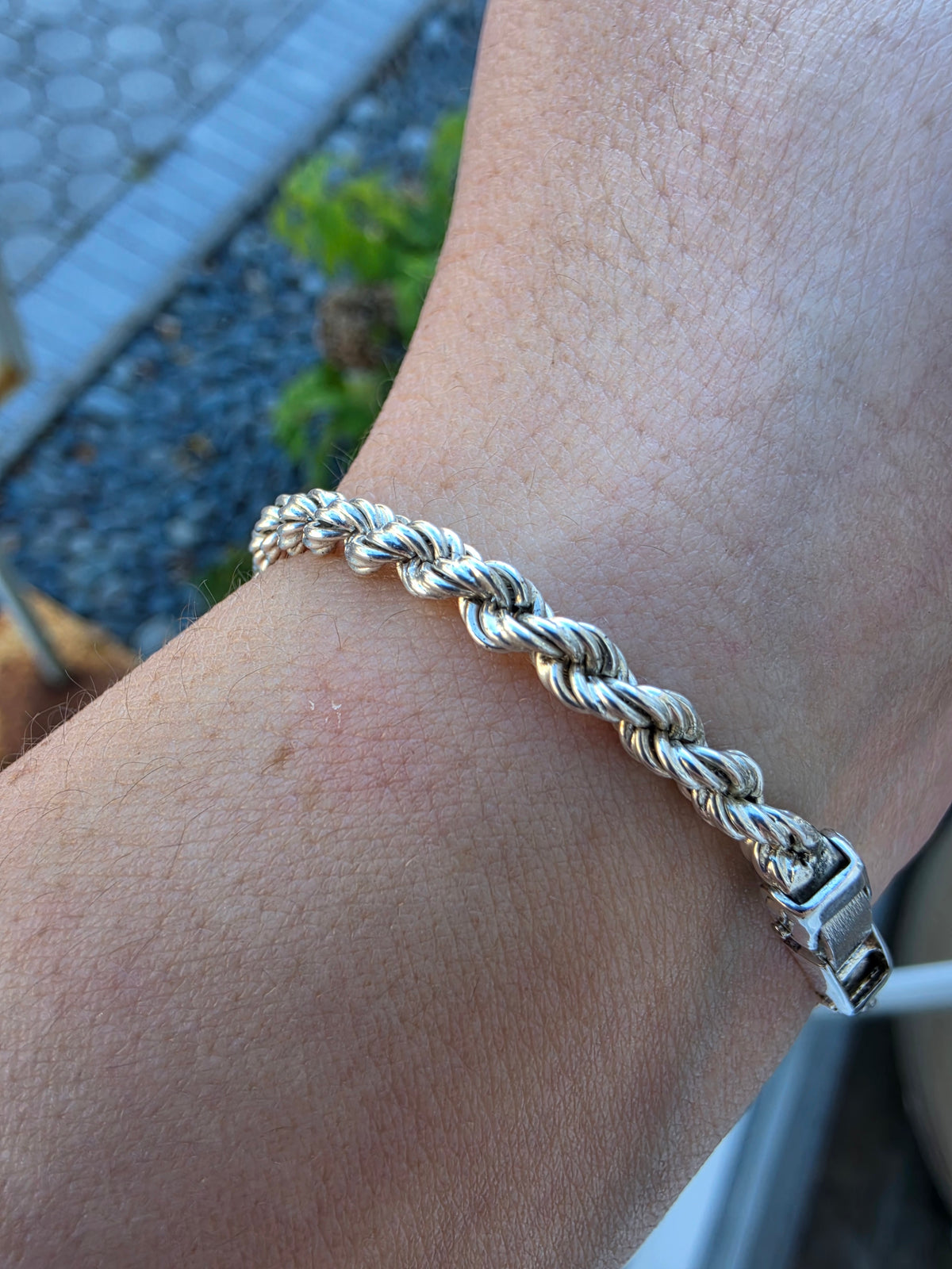 925 Sterling Silver Designer Oryx Natural Sapphire Bezel Rope Bracelet Watch