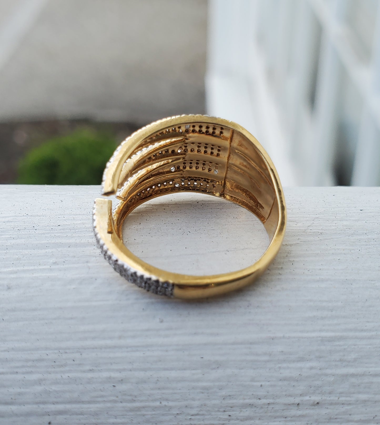 925 Sterling Silver Vermeil Captured Glam Micro Pave Zirconia Grid Ring