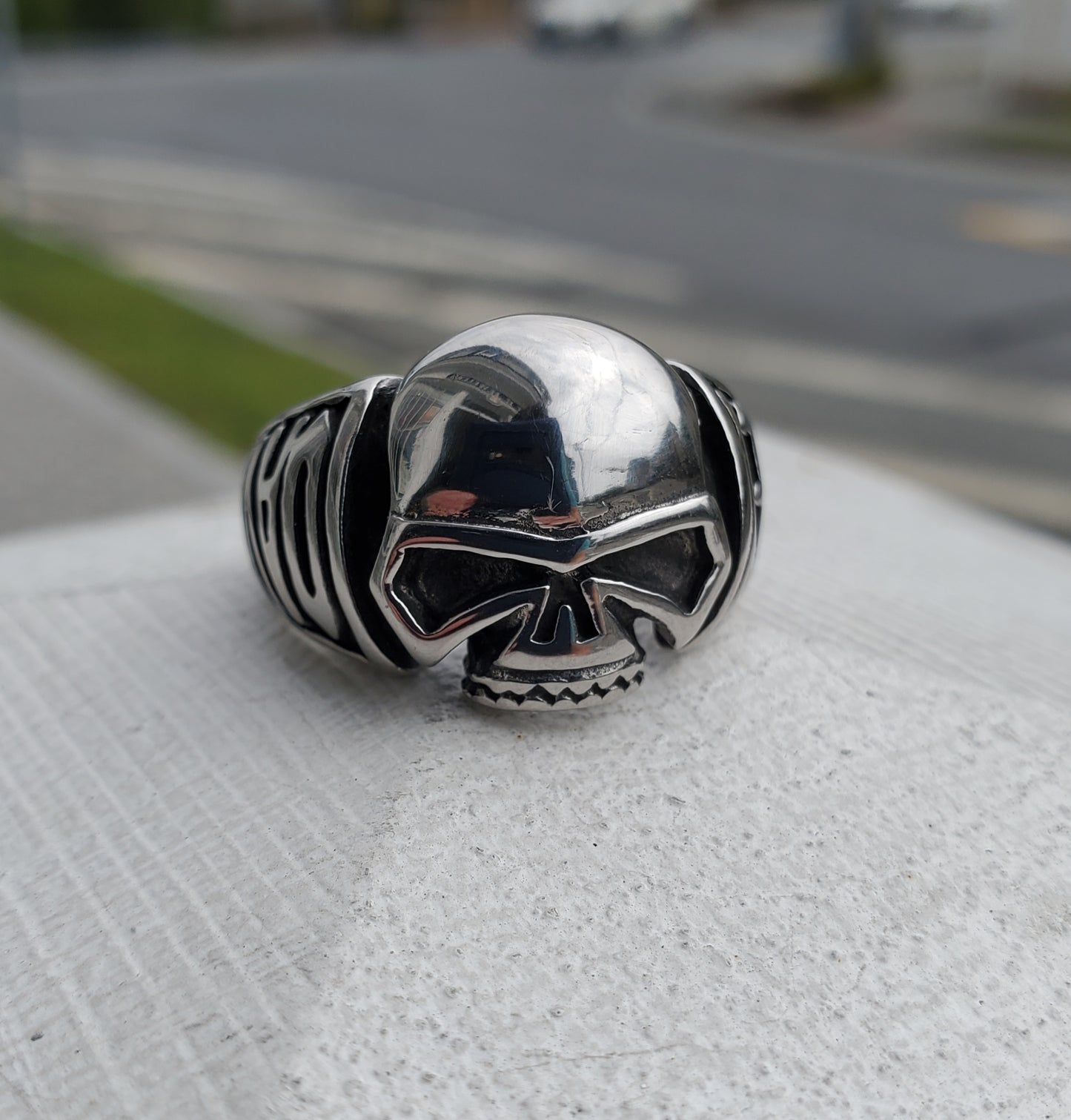 Stainless Steel Men's Harley Davison Skull Bikers Ring