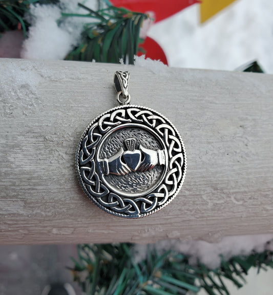 925 Sterling Silver Designer PSCL Peter Stone Unisex Irish Claddagh Pendant Charm