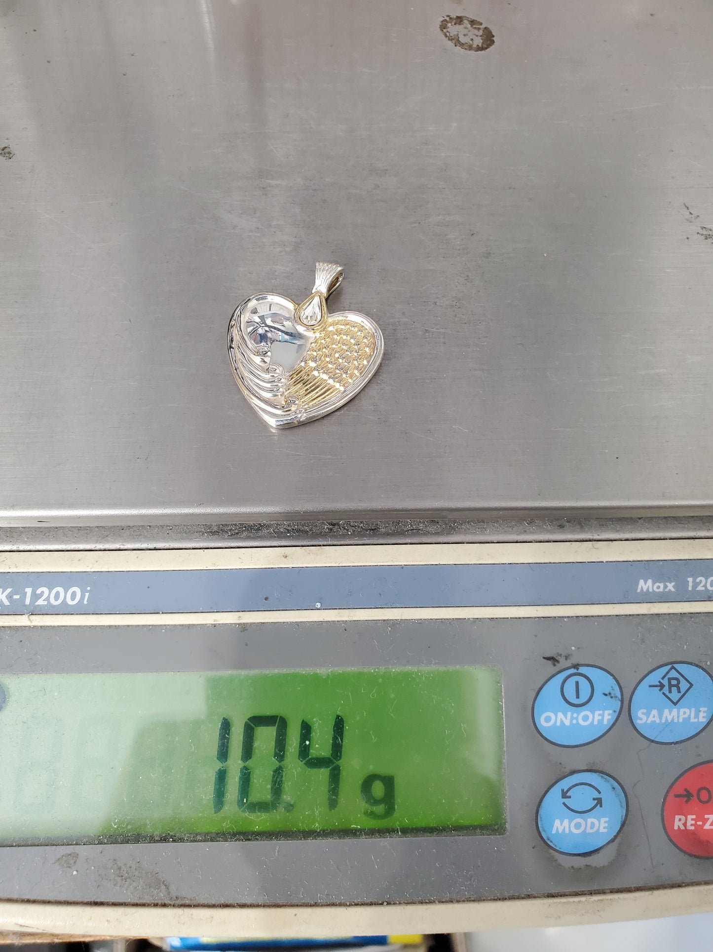 925 Sterling Silver & Vermeil Designer Bradford Exchange Angelic Angel Wing Crystal Heart Pendant