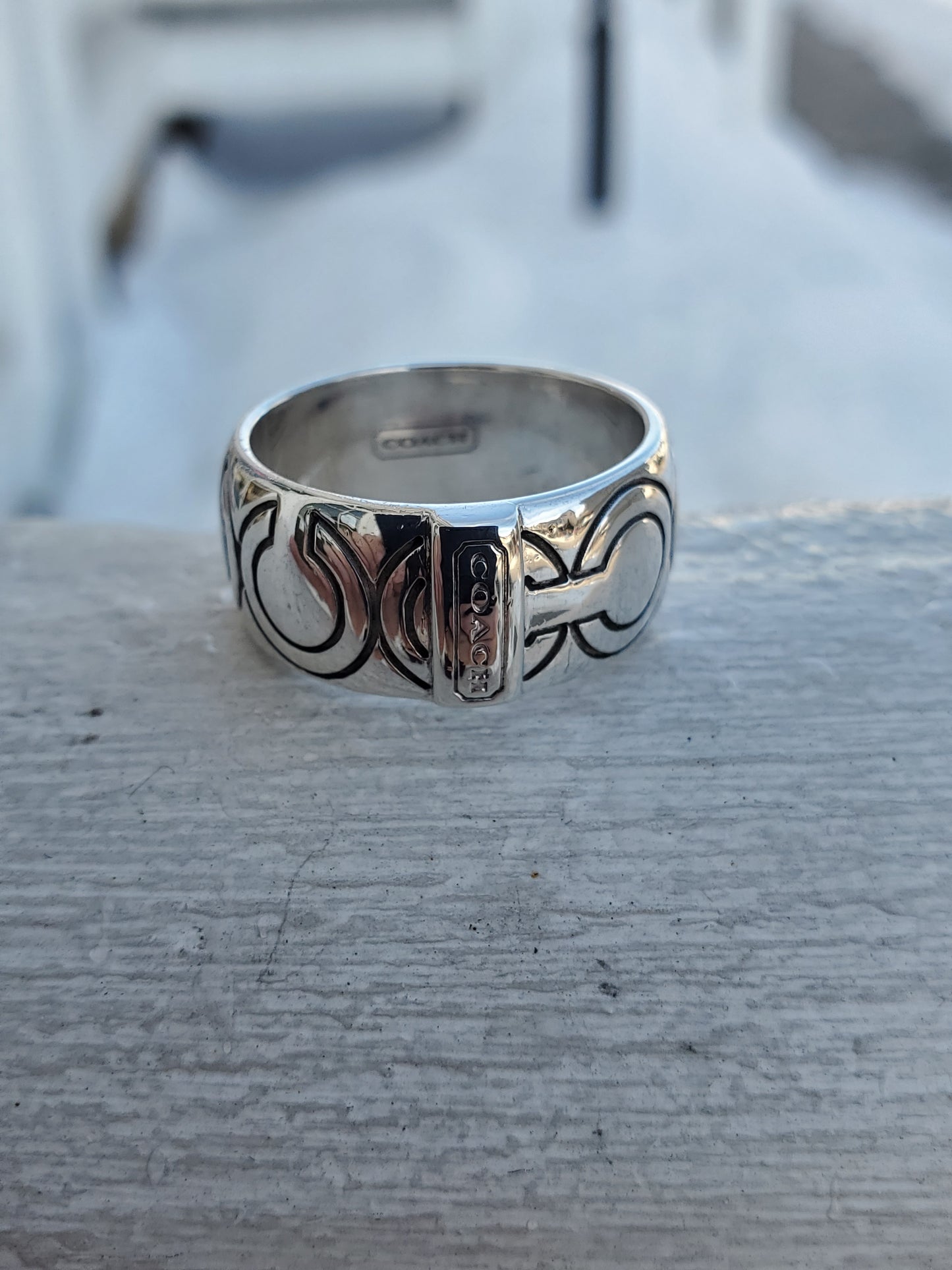 925 Sterling Silver Designer Coach Signature CC Ring