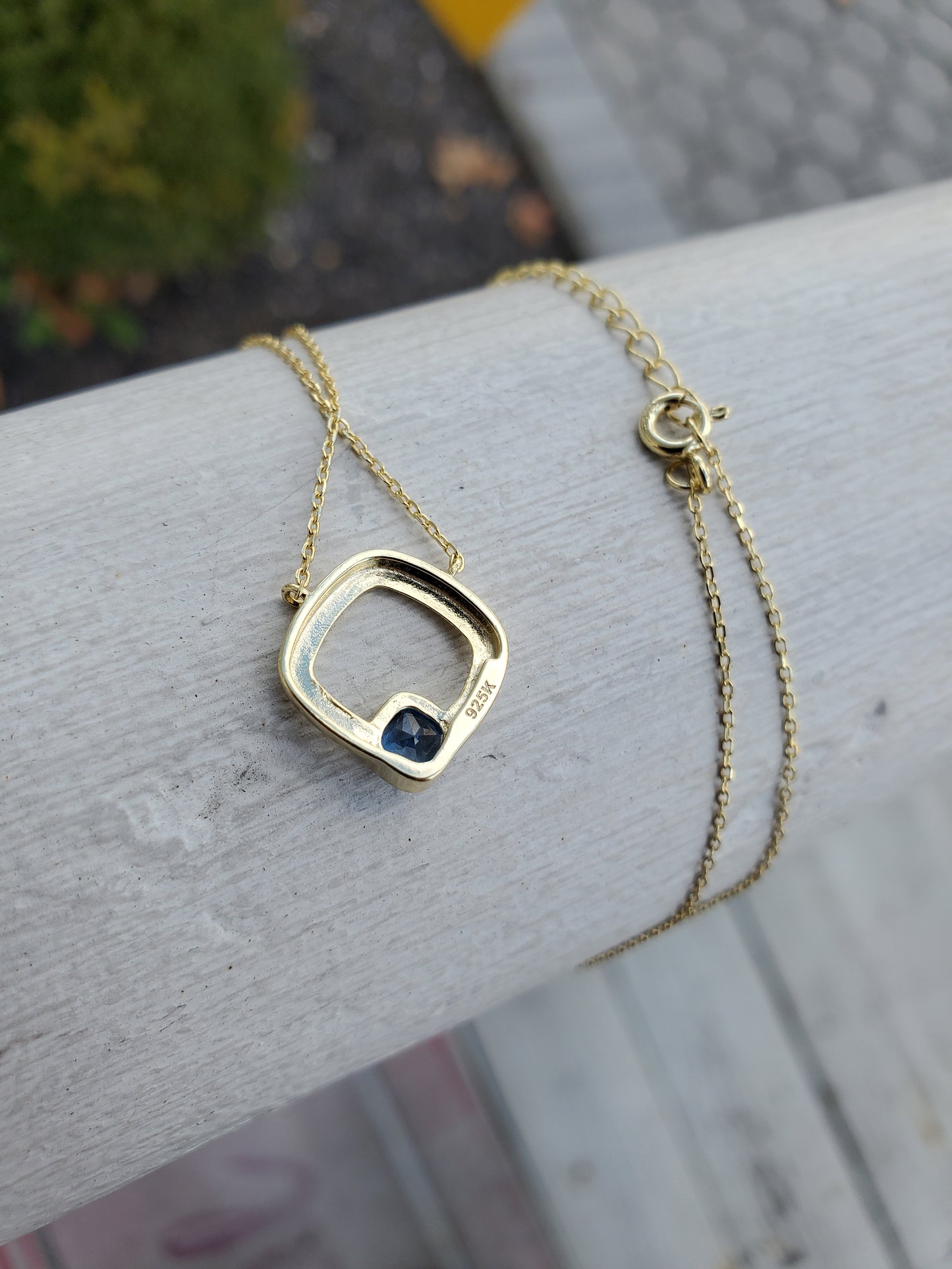 925 Sterling Silver Vermeil Petite London Blue Topaz Necklace
