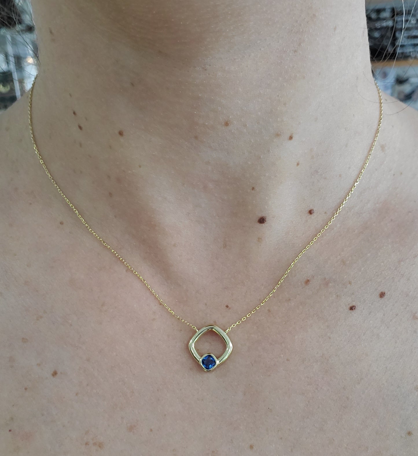 925 Sterling Silver Vermeil Petite London Blue Topaz Necklace