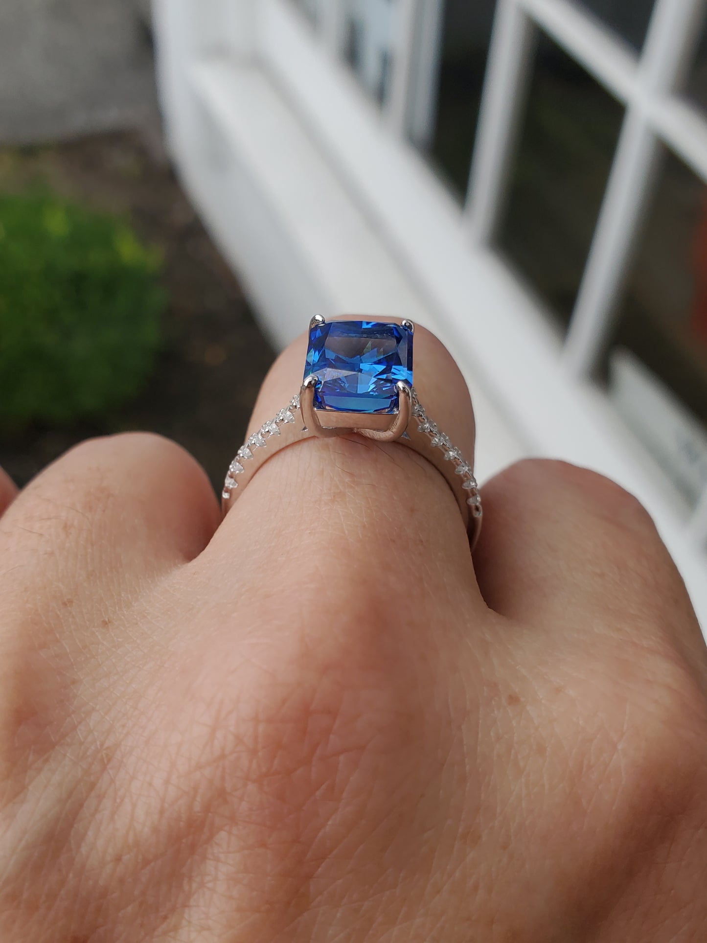 925 Sterling Silver "Frozen Elegance" Simulated Tanzanite and Zirconia Statement Ring