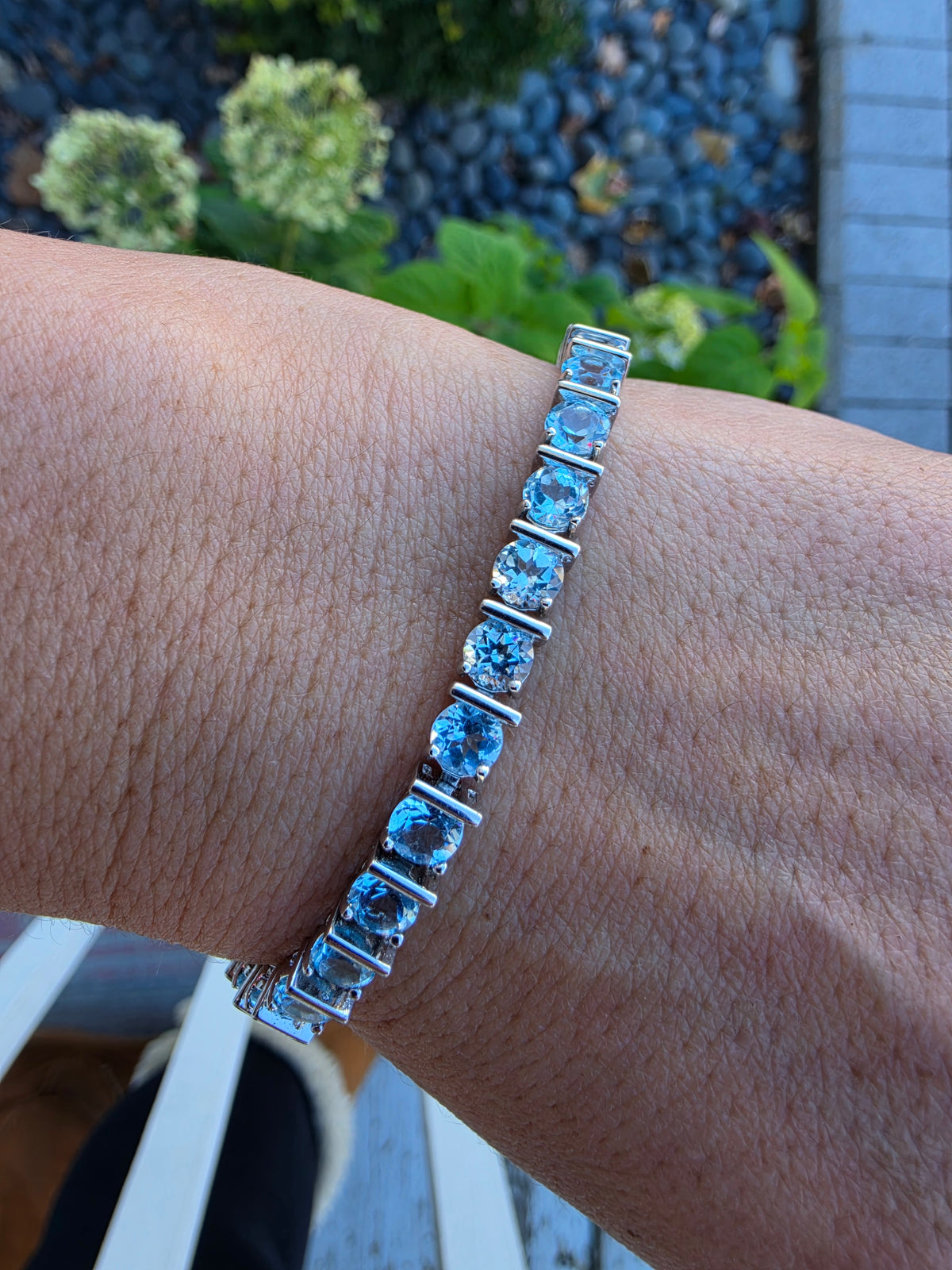 925 Sterling Silver Sky Blue Topaz Tennis Bracelet