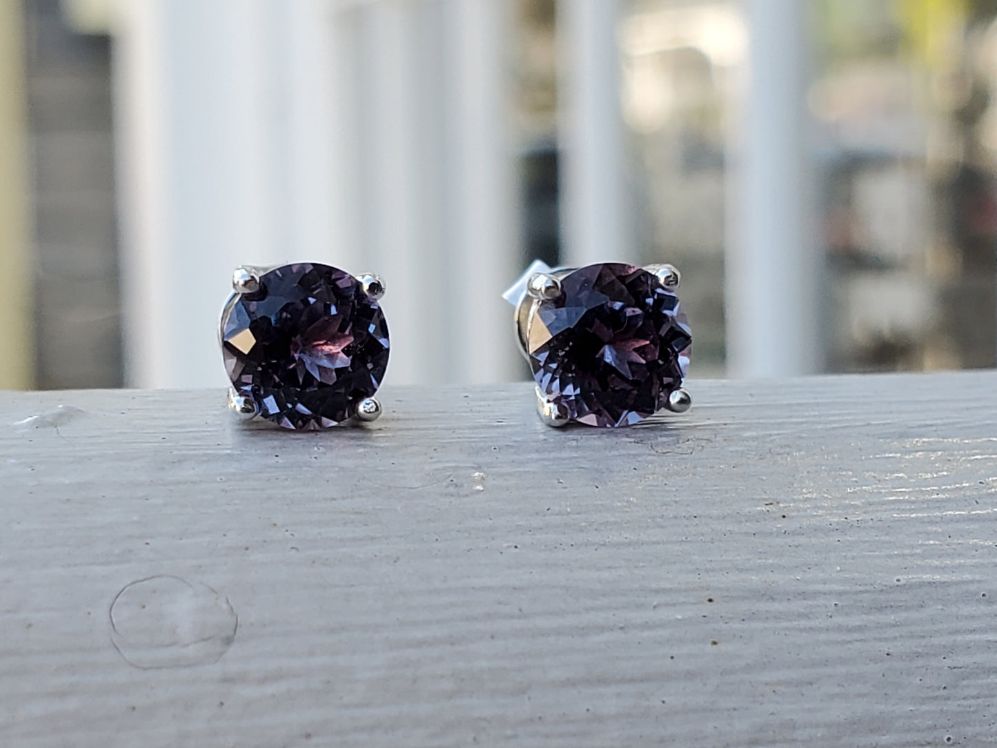 925 Sterling Silver Simulated Alexandrite Stud Earrings
