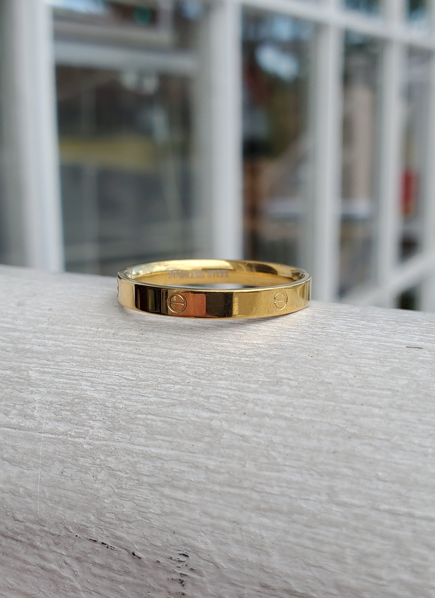 Stainless Steel Thin Love Cartier Style Band Ring