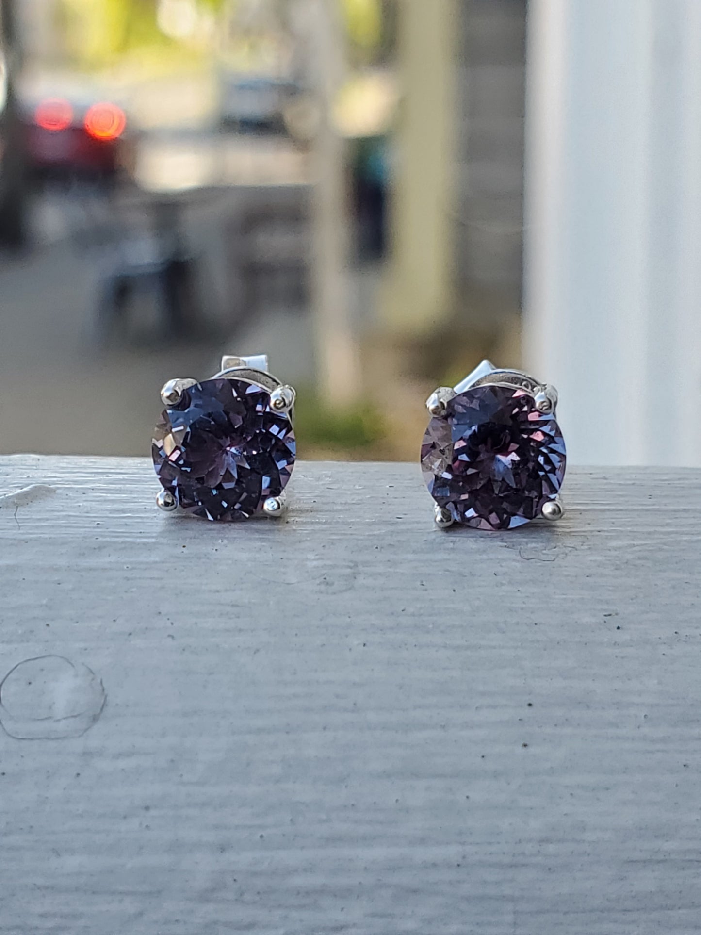 925 Sterling Silver Simulated Alexandrite Stud Earrings