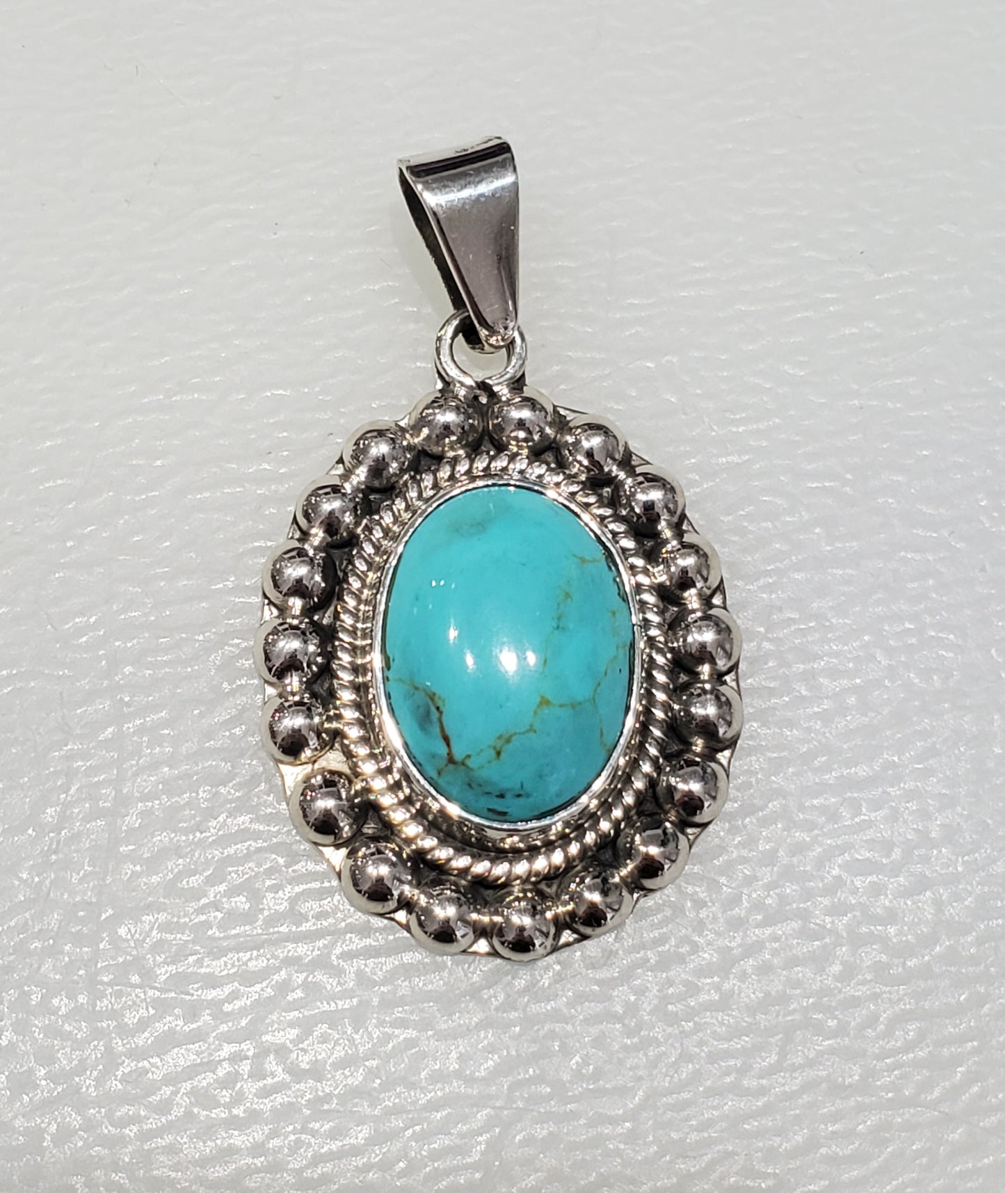925 Sterling Silver Sleeping Beauty Turquoise Statement Pendant