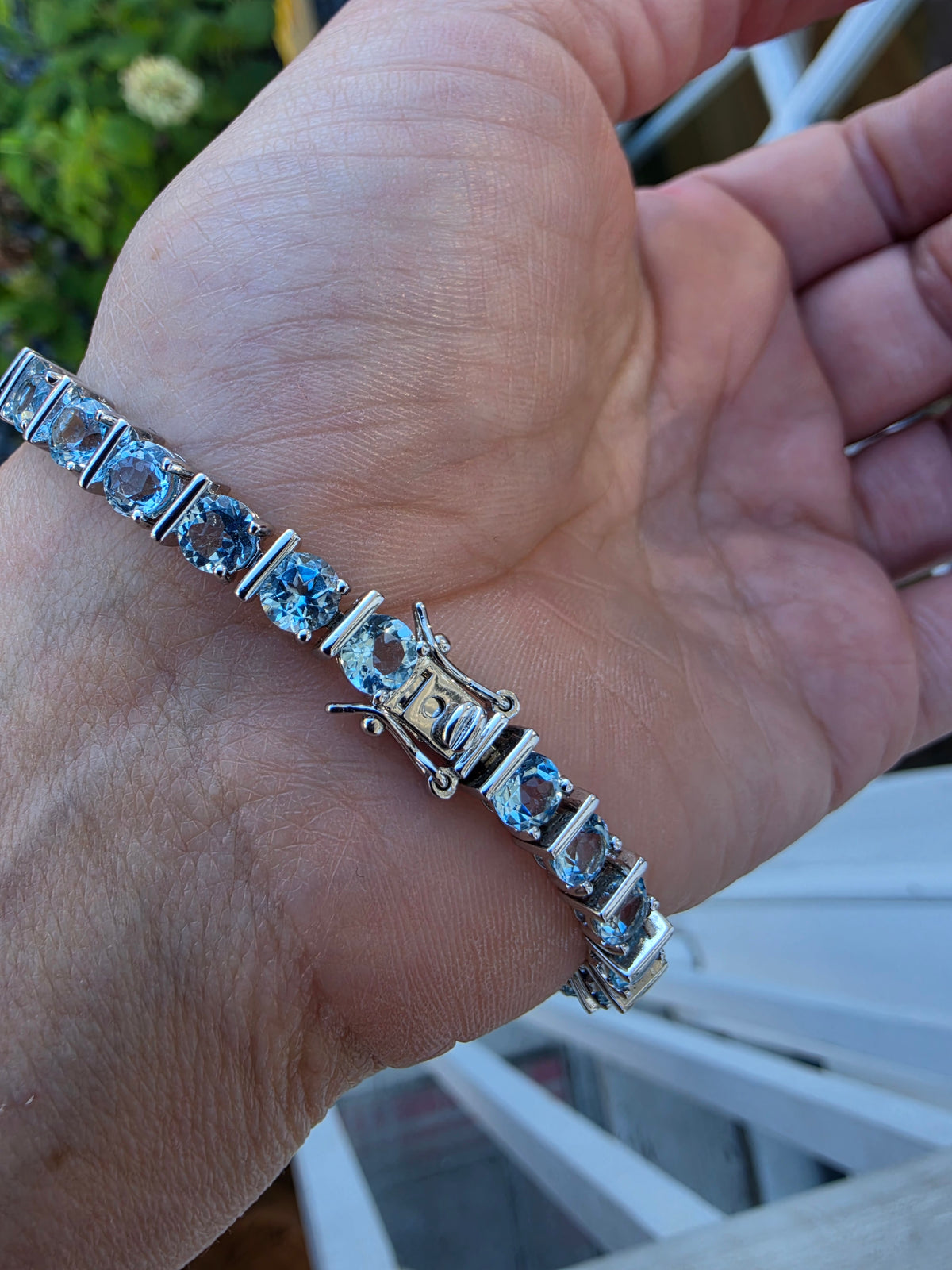 925 Sterling Silver Sky Blue Topaz Tennis Bracelet