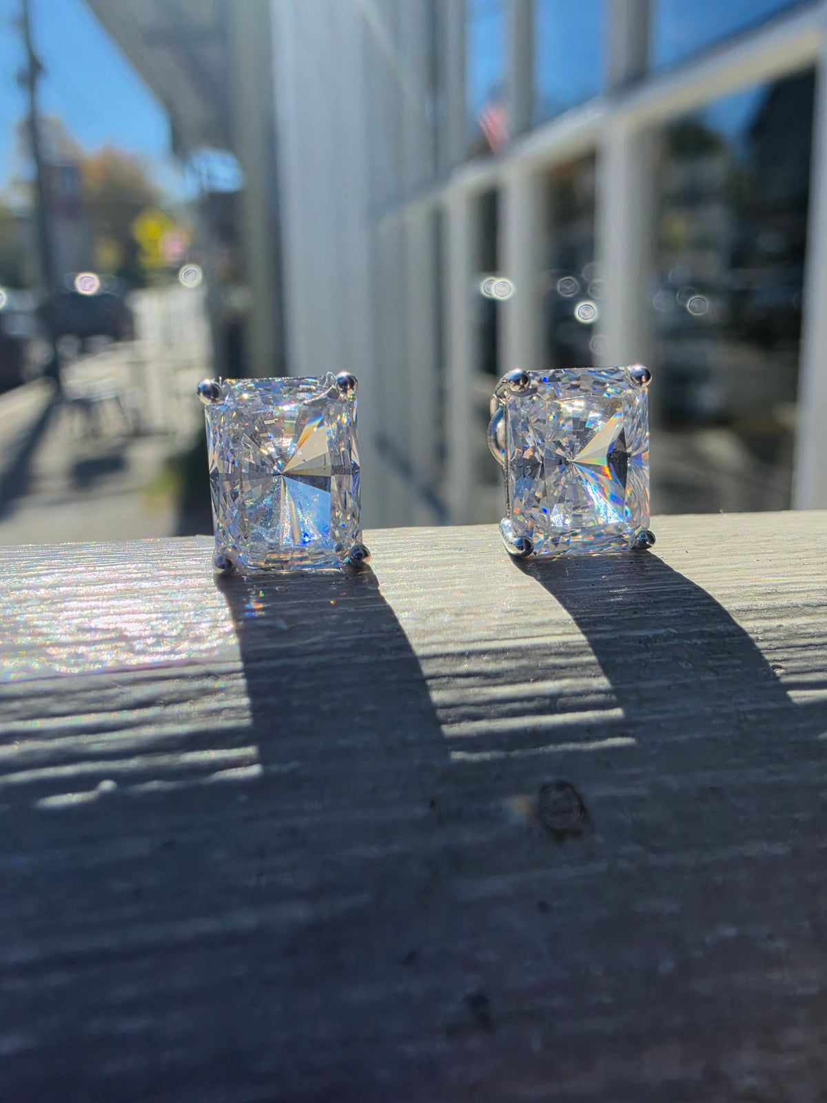 925 Sterling Silver 4 tcw Randiant Cut CZ Zirconia Stud Earrings