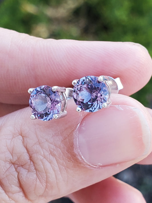 925 Sterling Silver Simulated Alexandrite Stud Earrings