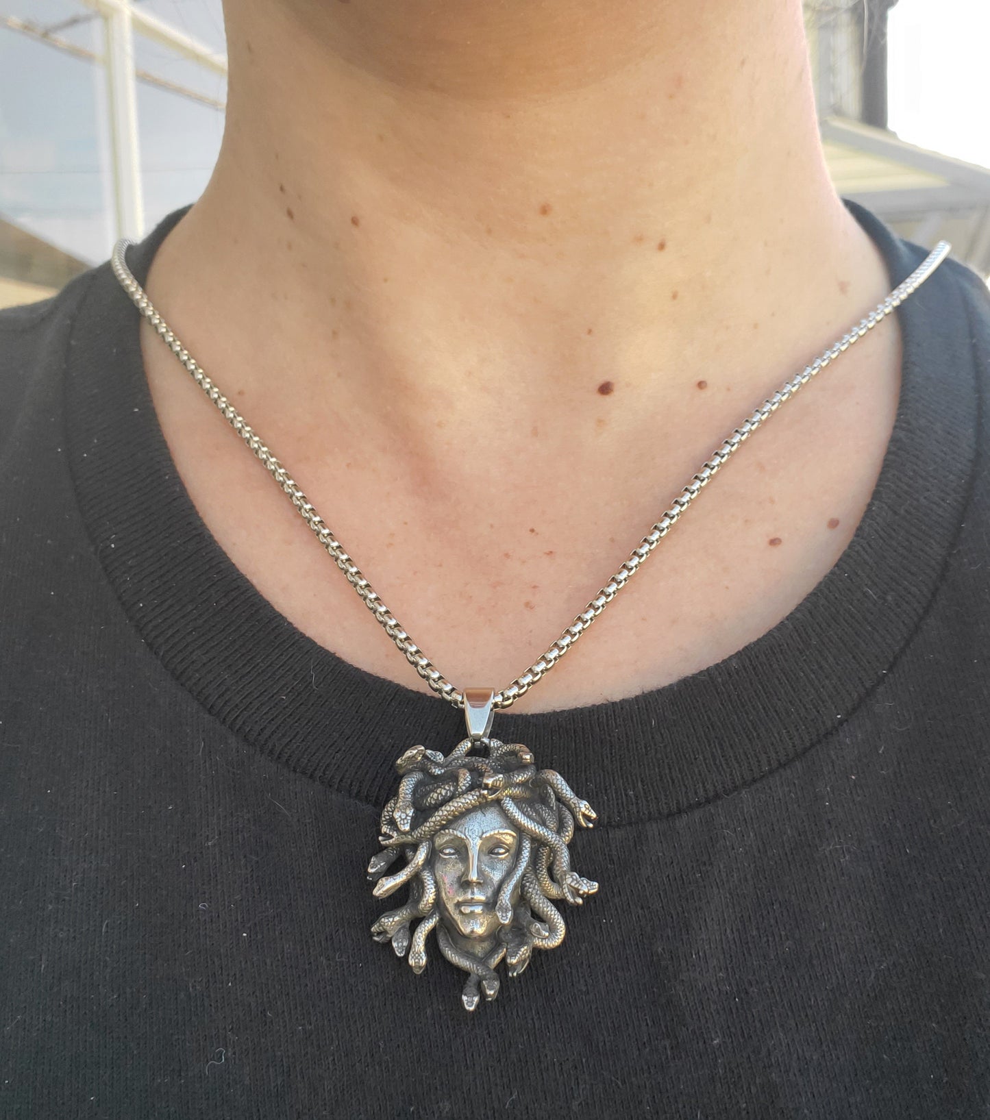 Stainless Steel Medusa Head Greek Methodology Perseus Necklace