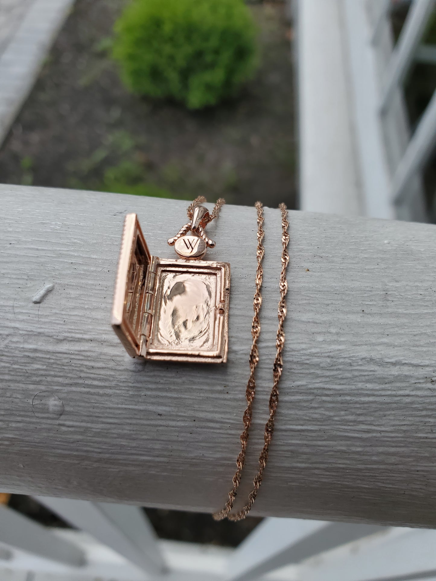 925 Sterling Silver Rose Gold Vermeil Designer WY With You Book Bookish Locket Charm Necklace