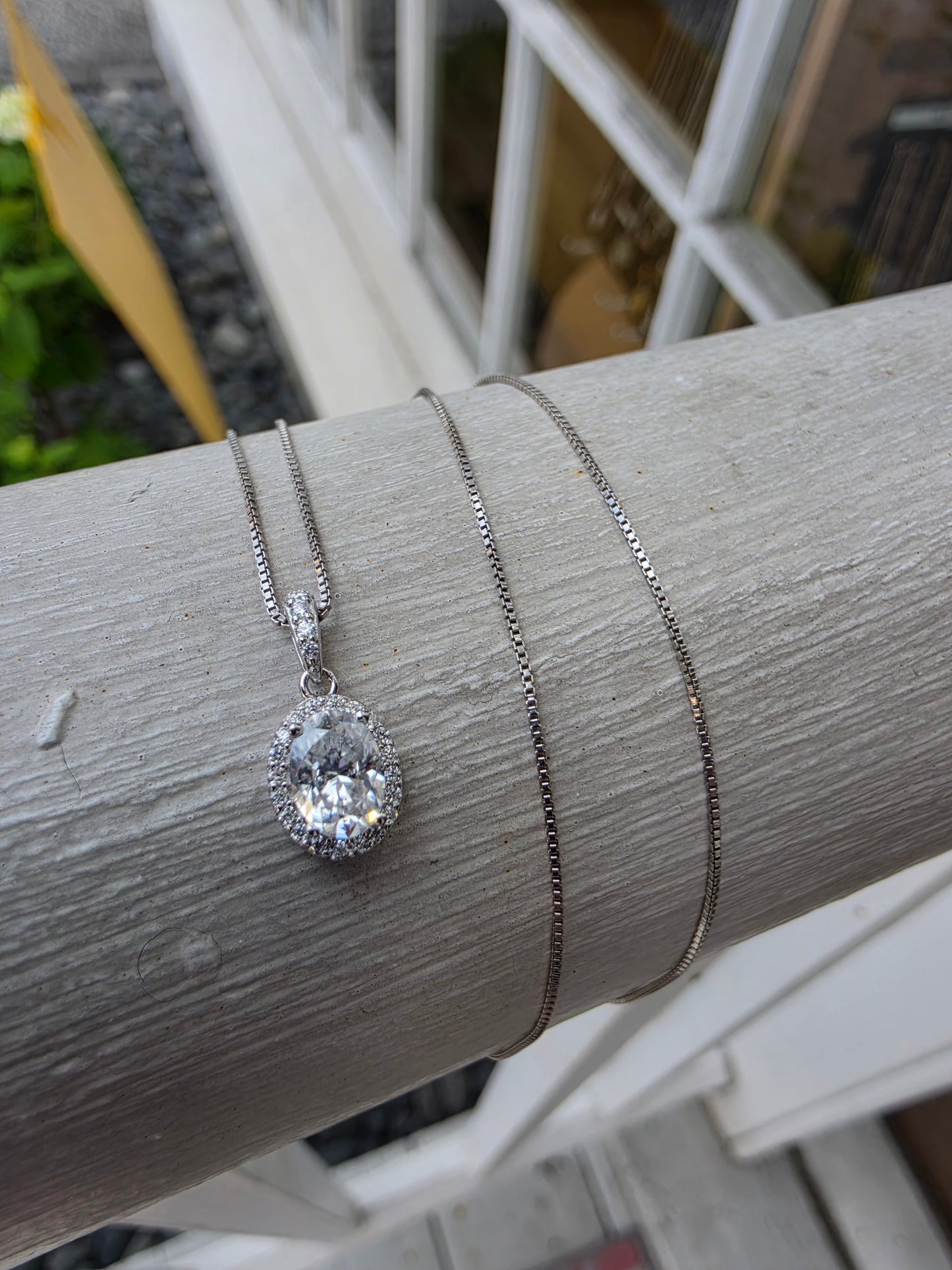 925 Sterling Silver Oval Moissanite Oval Halo Necklace & Earring Gift Set