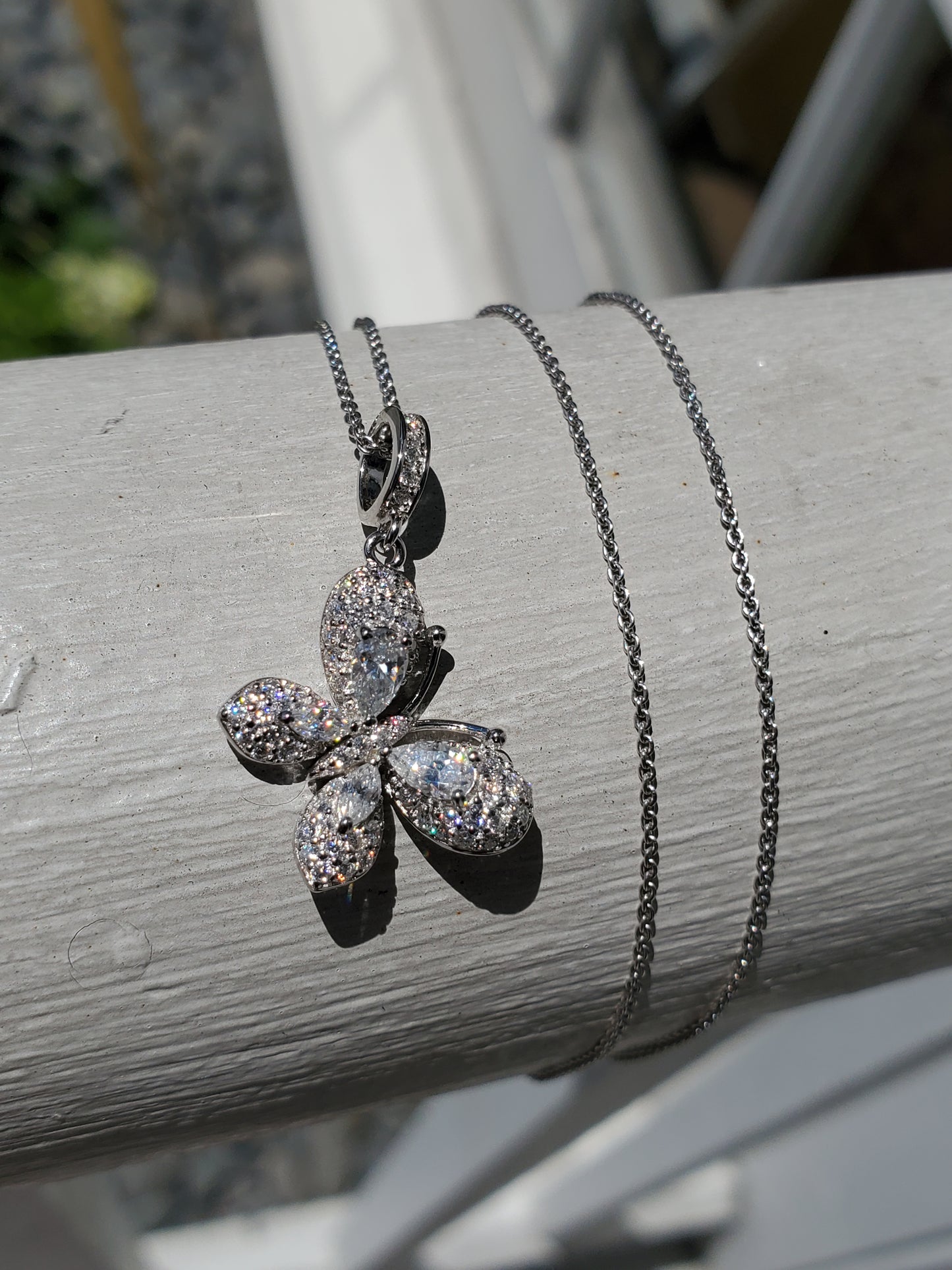 925 Sterling Silver 2.00 tcw Moissanite Diamond Butterfly Pendant Necklace