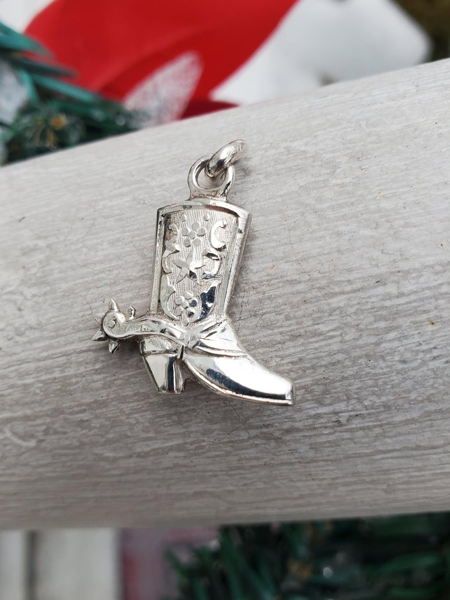 925 Sterling Silver Solid Double-Sided Country Western Cowgirl / Cowboy Boot Pendant Charm