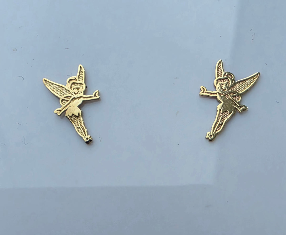 10k Solid Gold Disney Tinkerbell Fairy Post Stud Earrings
