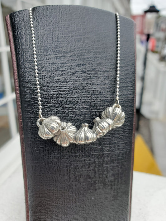925 Sterling Silver Solid Garlic Clove Vampire Necklace
