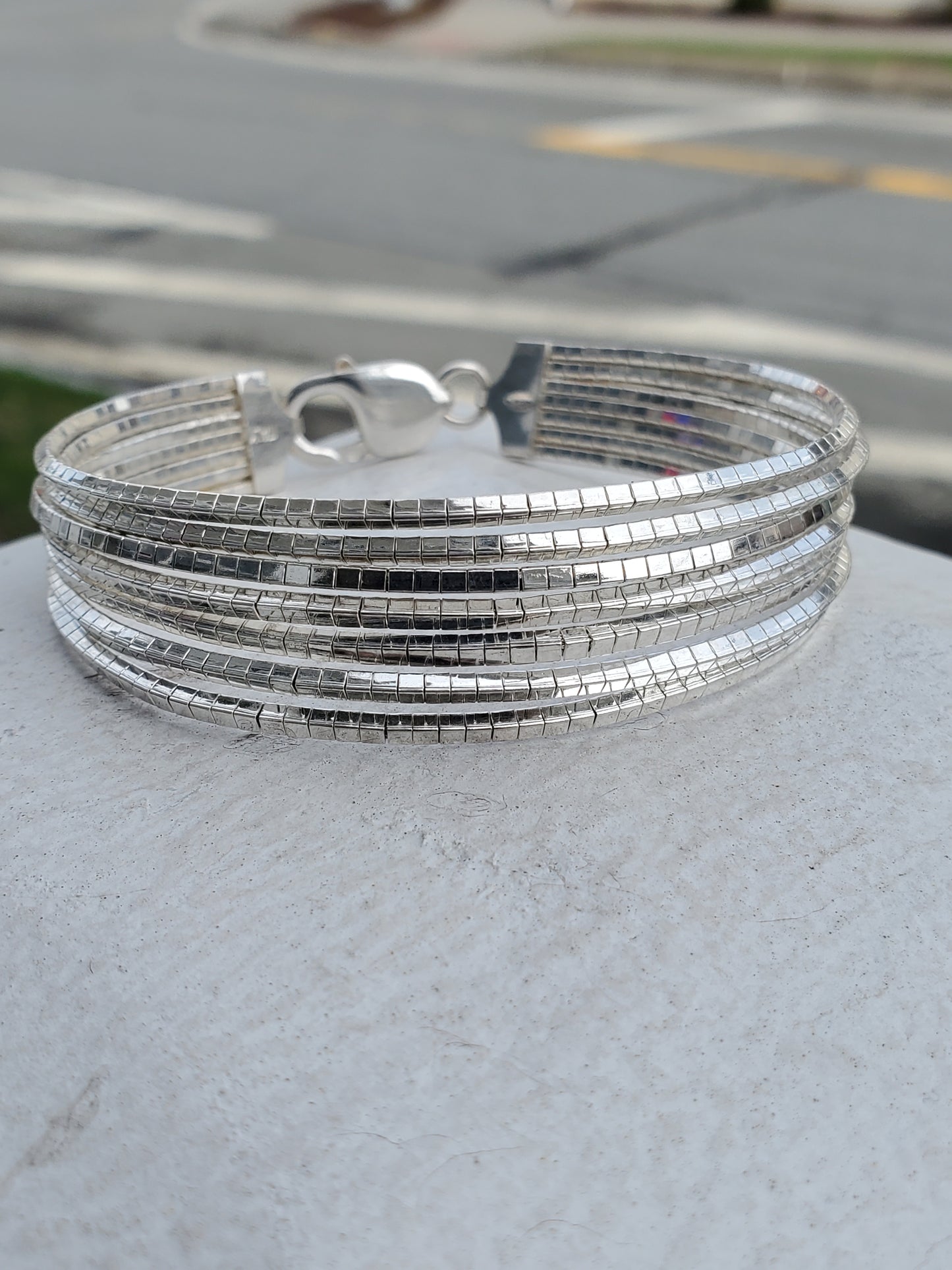 925 Sterling Silver 7-Strand Snake Chain Link Bracelet