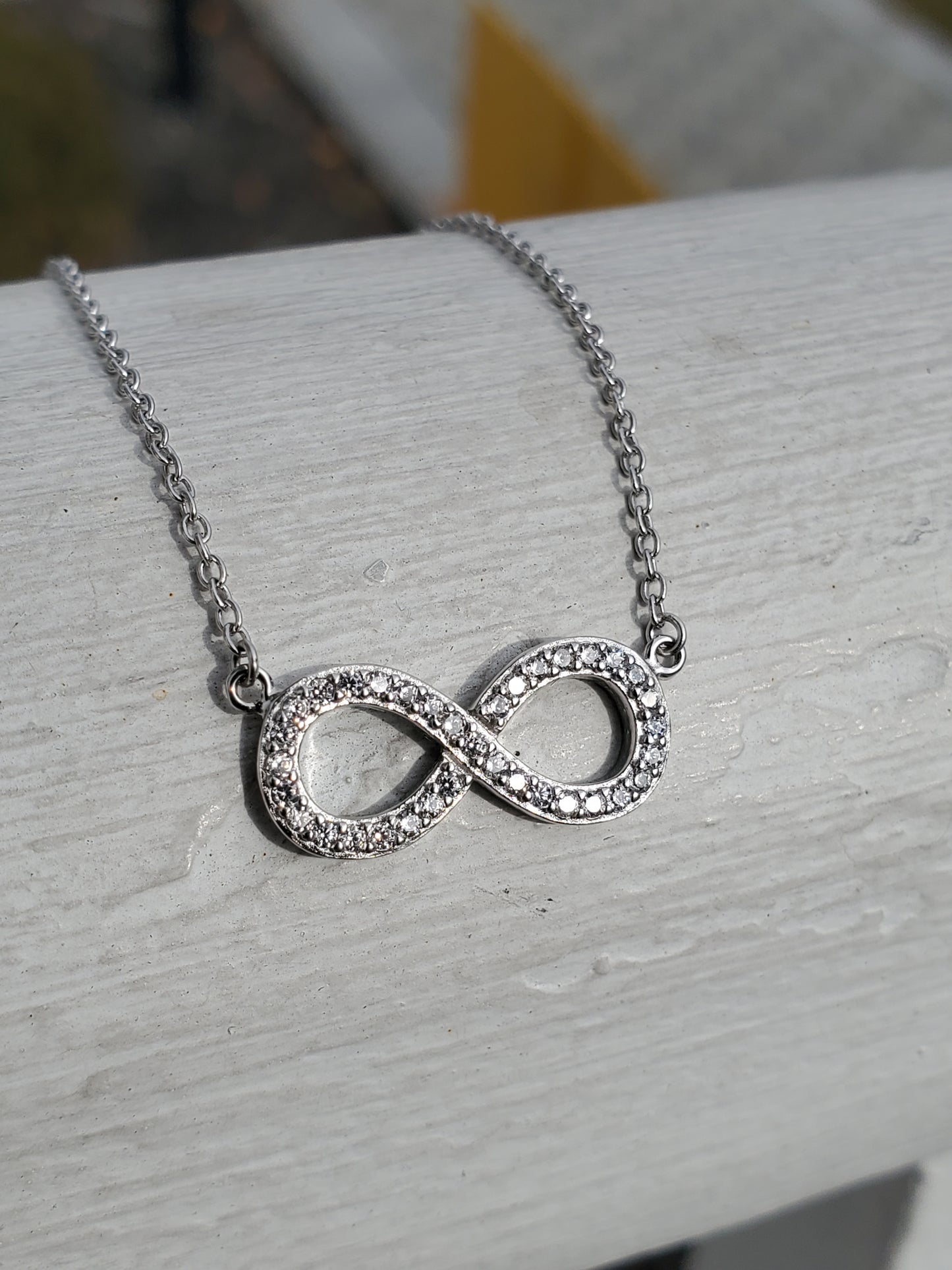 925 Sterling Silver Clear Zirconia Infinity Necklace