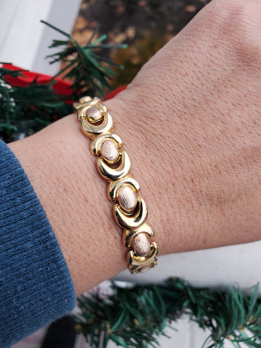 925 Sterling Silver Two-Tone Vermeil XOXO Hugs & Kisses Bracelet