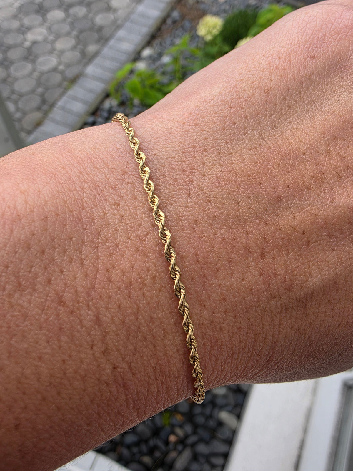 10k Solid Gold 8" Hollow Rope Chain Bracelet