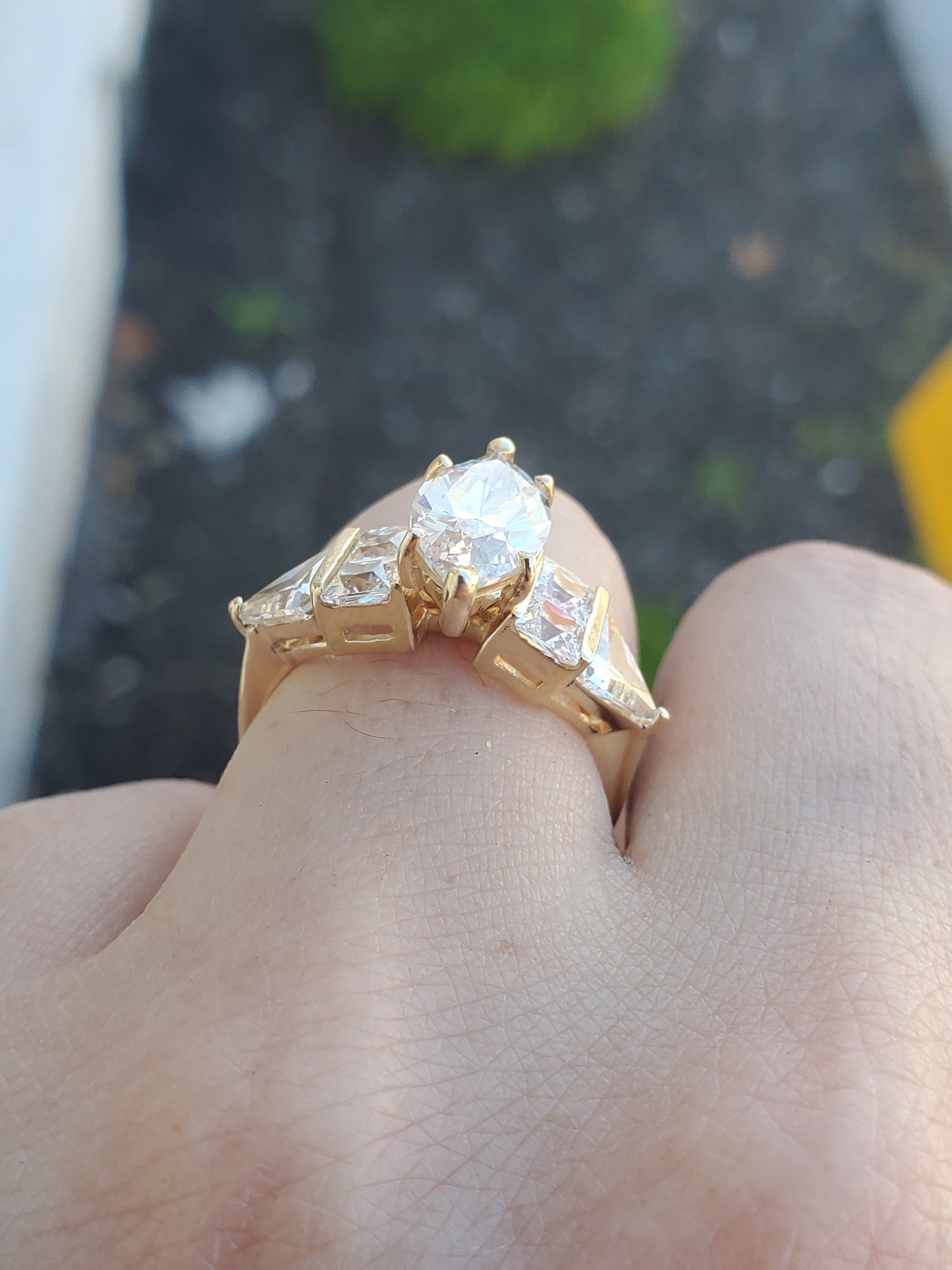 14k Solid Gold 3ct Zirconia Marquise Cluster Ring