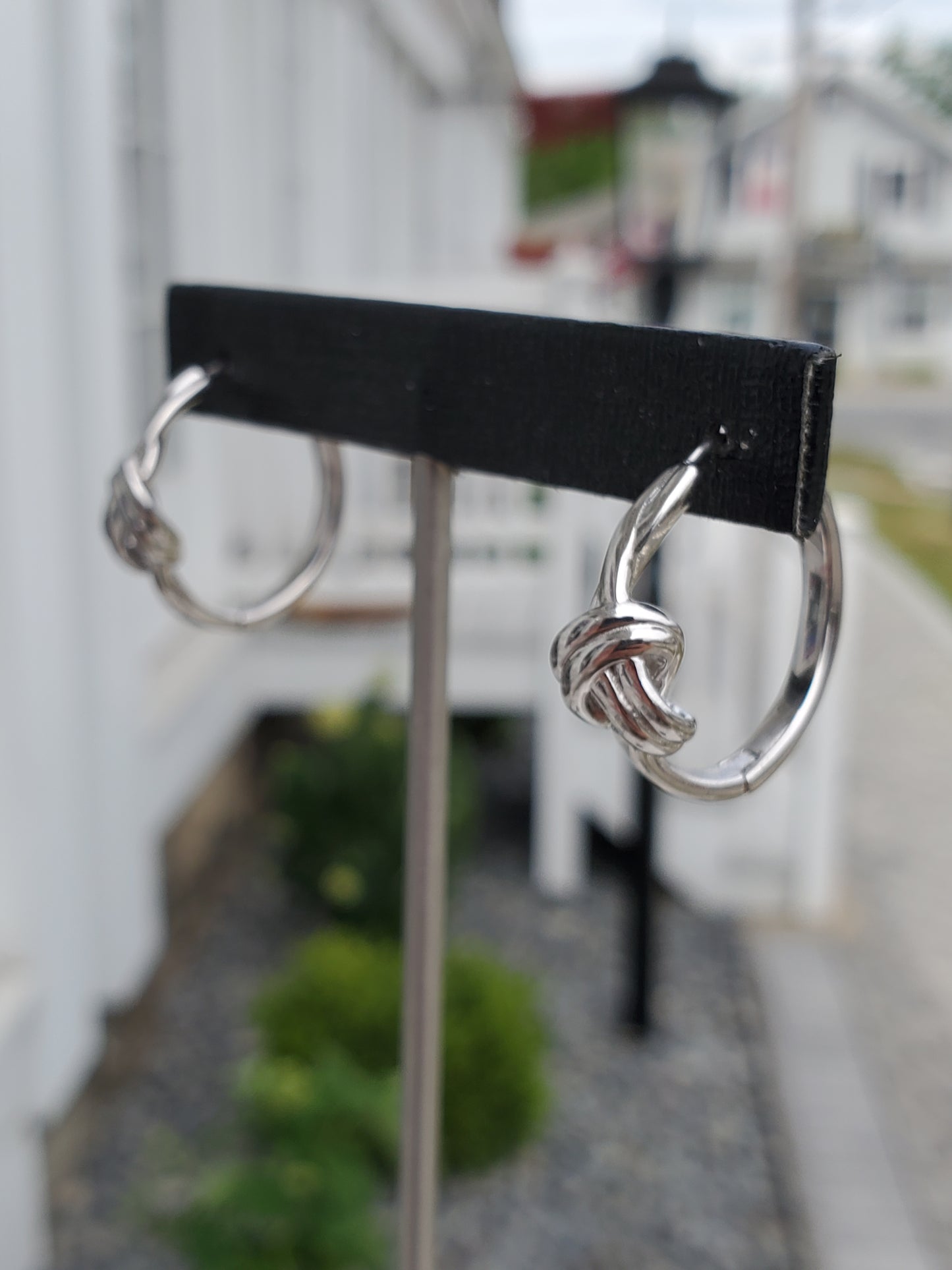 925 Sterling Silver Love Knot Twisted Hoop Earrings
