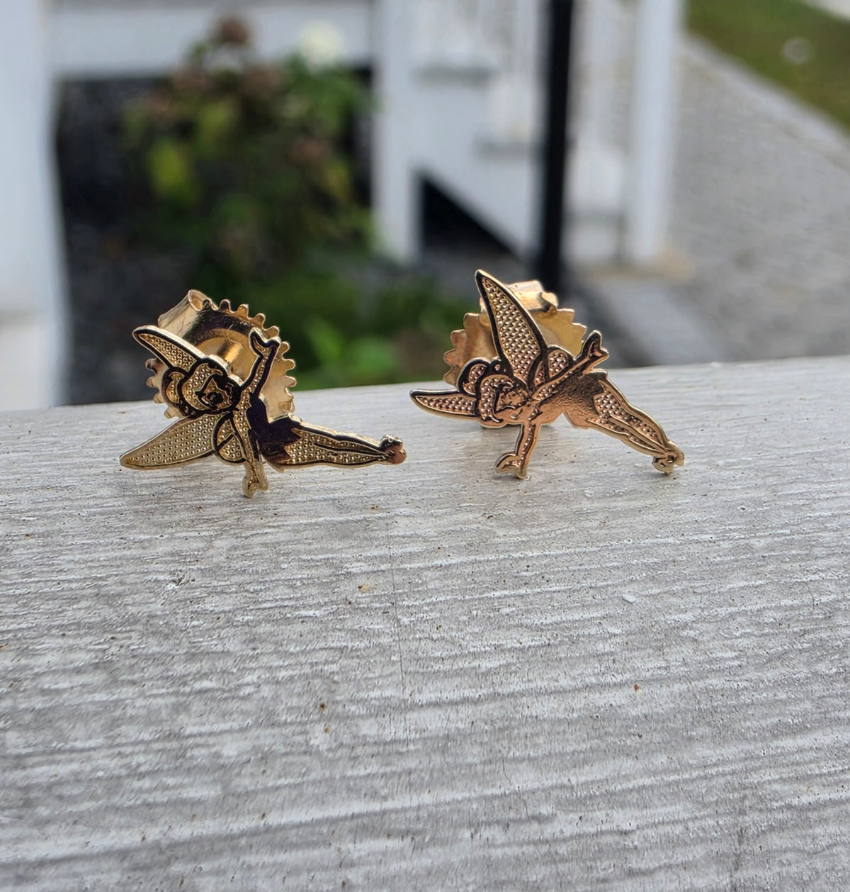 10k Solid Gold Disney Tinkerbell Fairy Post Stud Earrings