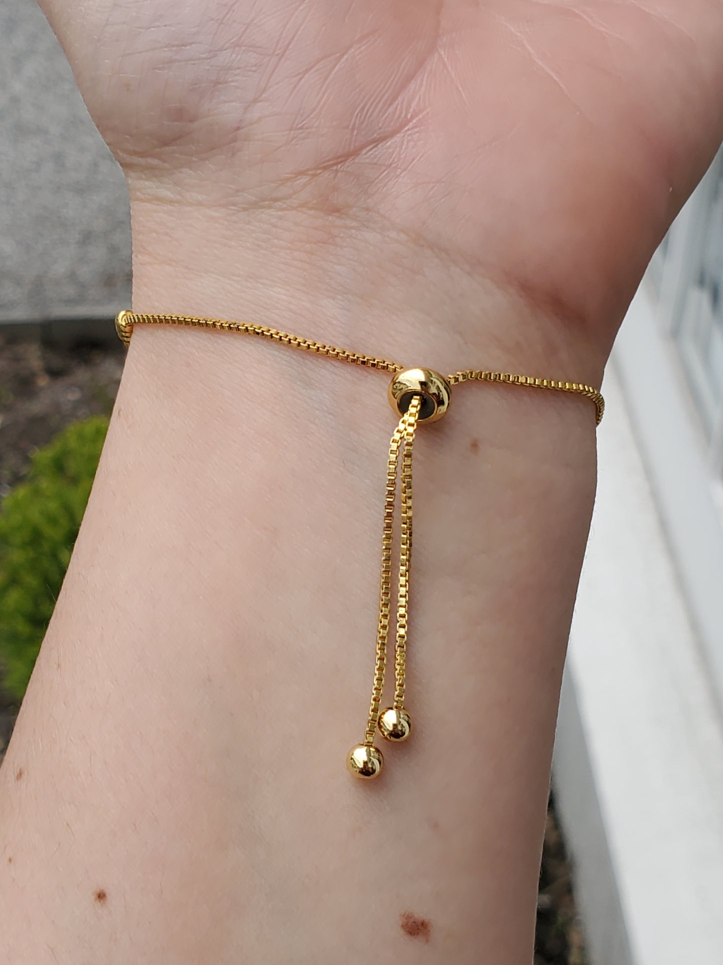 925 Sterling Silver Vermeil LV Designer Logo Pull Tassel Bracelet
