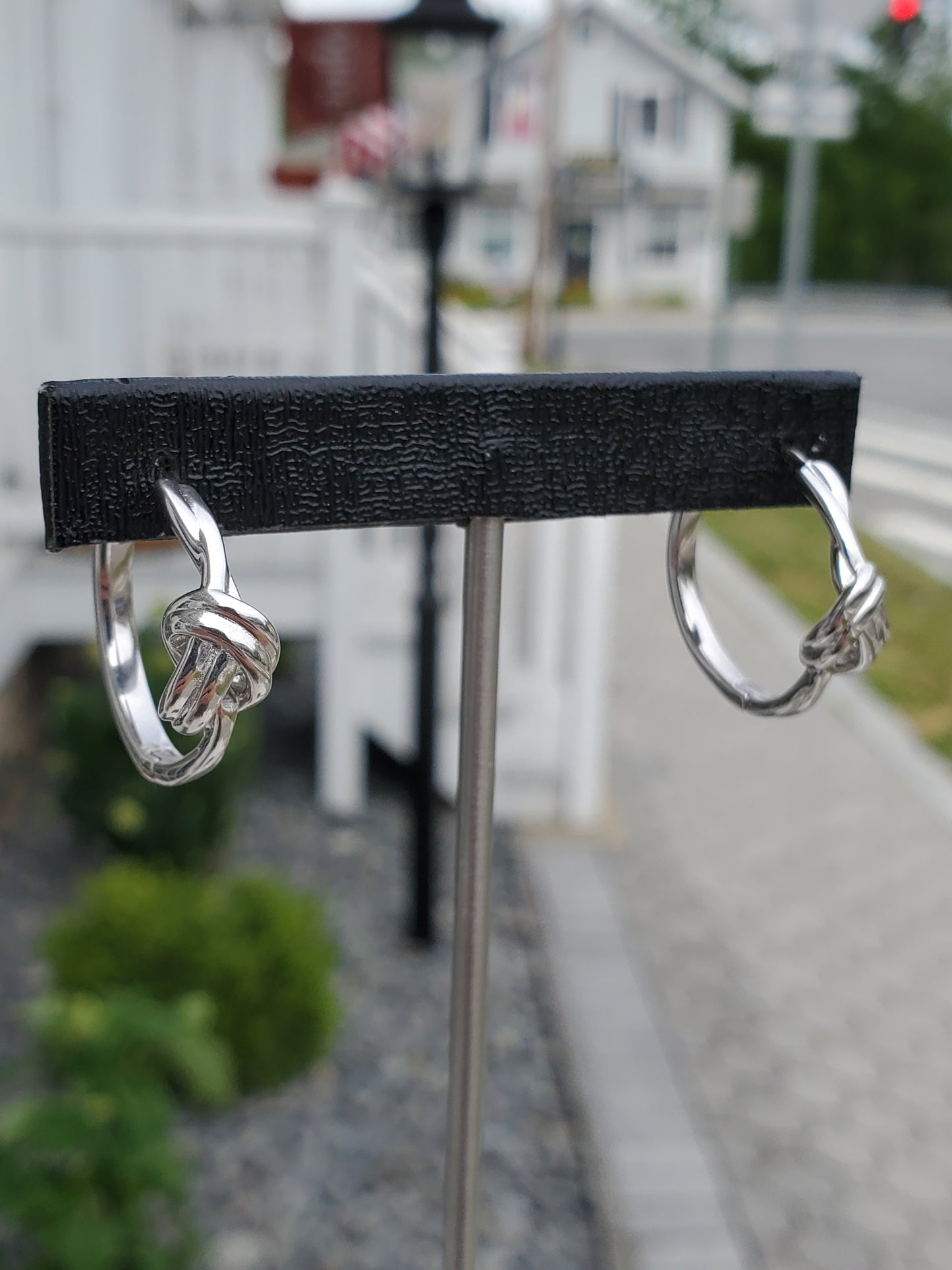 925 Sterling Silver Love Knot Twisted Hoop Earrings