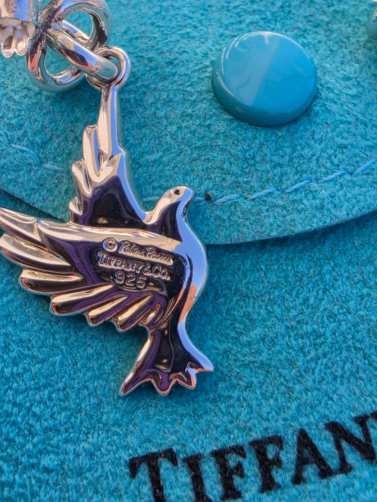 925 Sterling Silver Designer Tiffany & Co Dangling Peace Dove Earrings