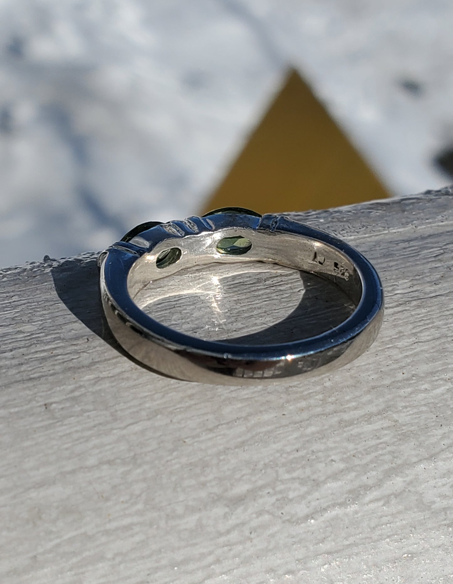 925 Sterling Silver Double Marquise Peridot Band Ring