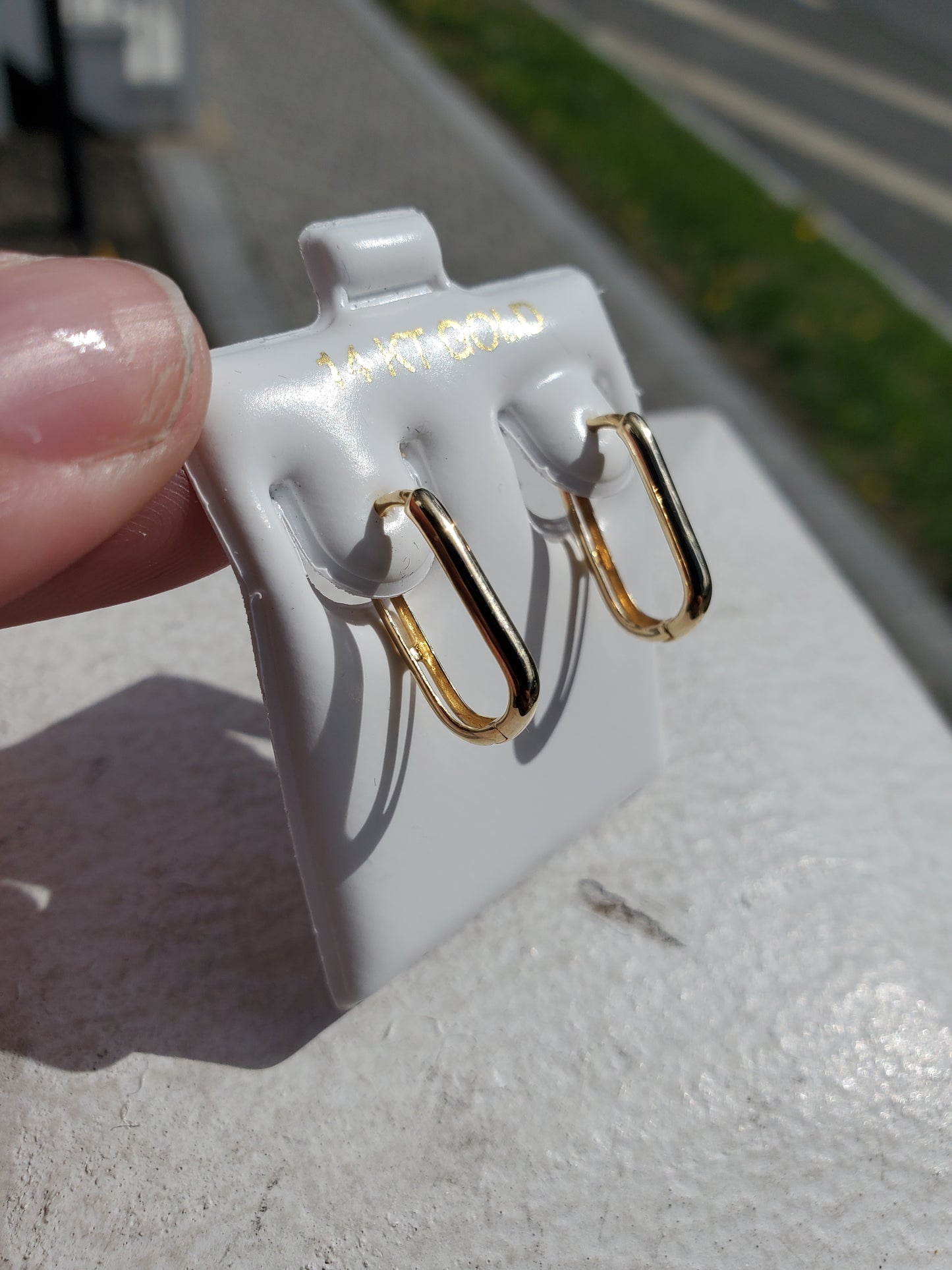 14k Solid Gold Hi-Polish Paperclip Huggie Hoop Earrings